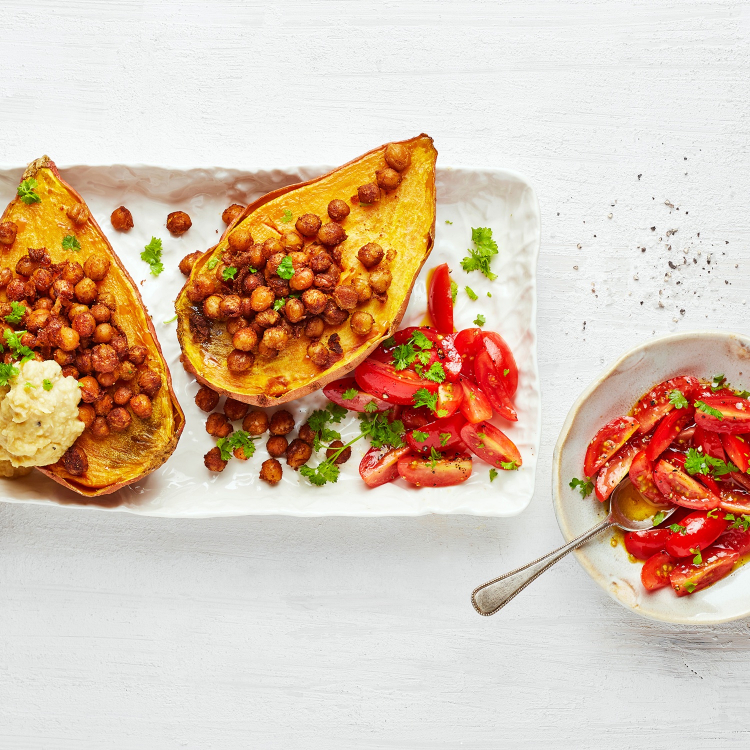 Gebackene Süßkartoffeln mit Kichererbsen | ALDI Rezeptwelt