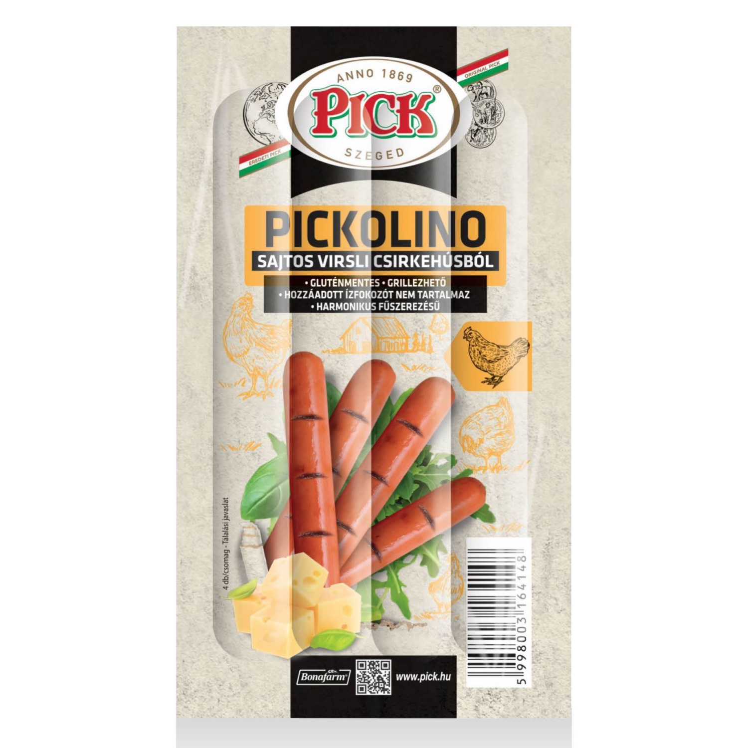 PICK Pickolino virsli csirkehúsból, klasszikus, 140 g