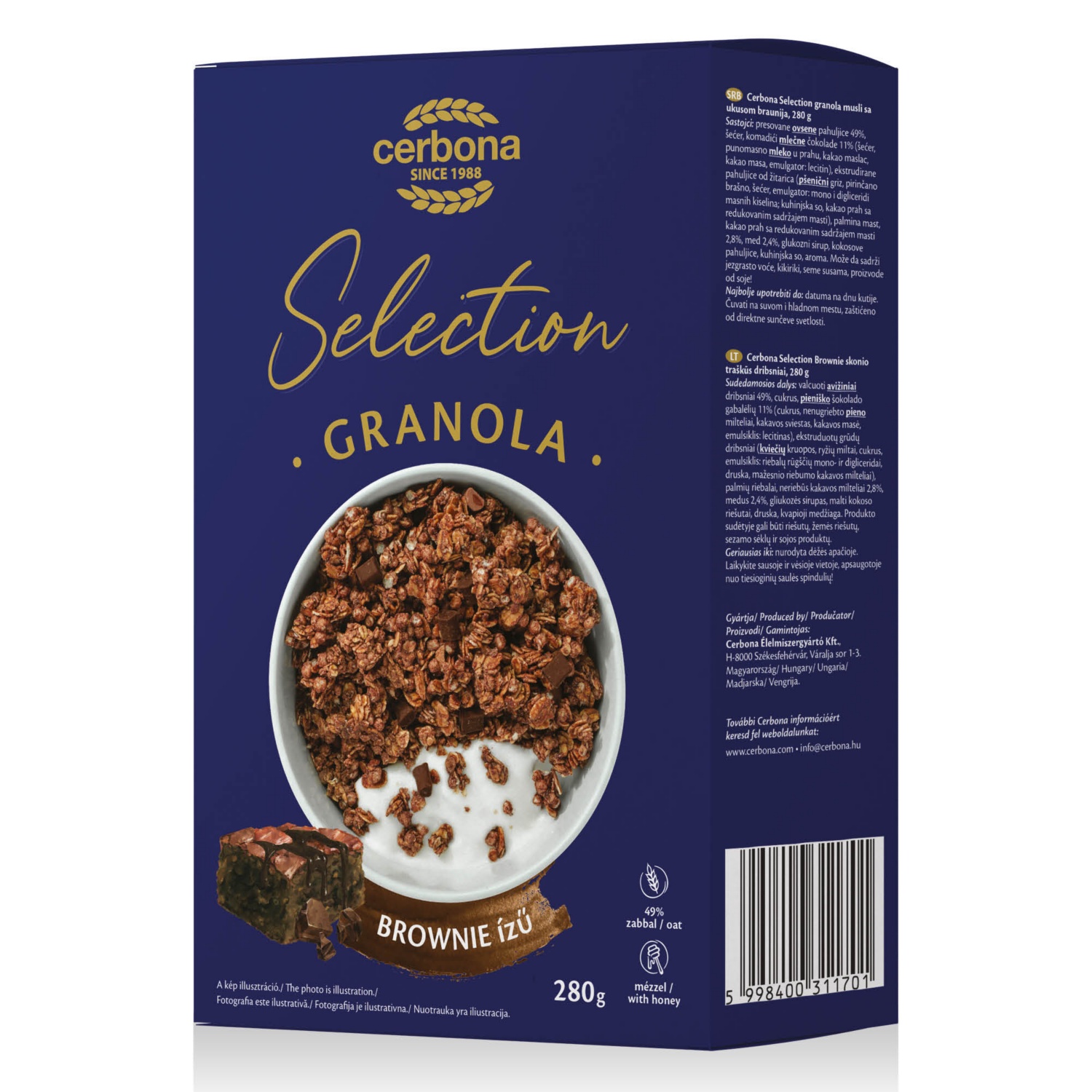 CERBONA Selection granola, brownie, 280 g