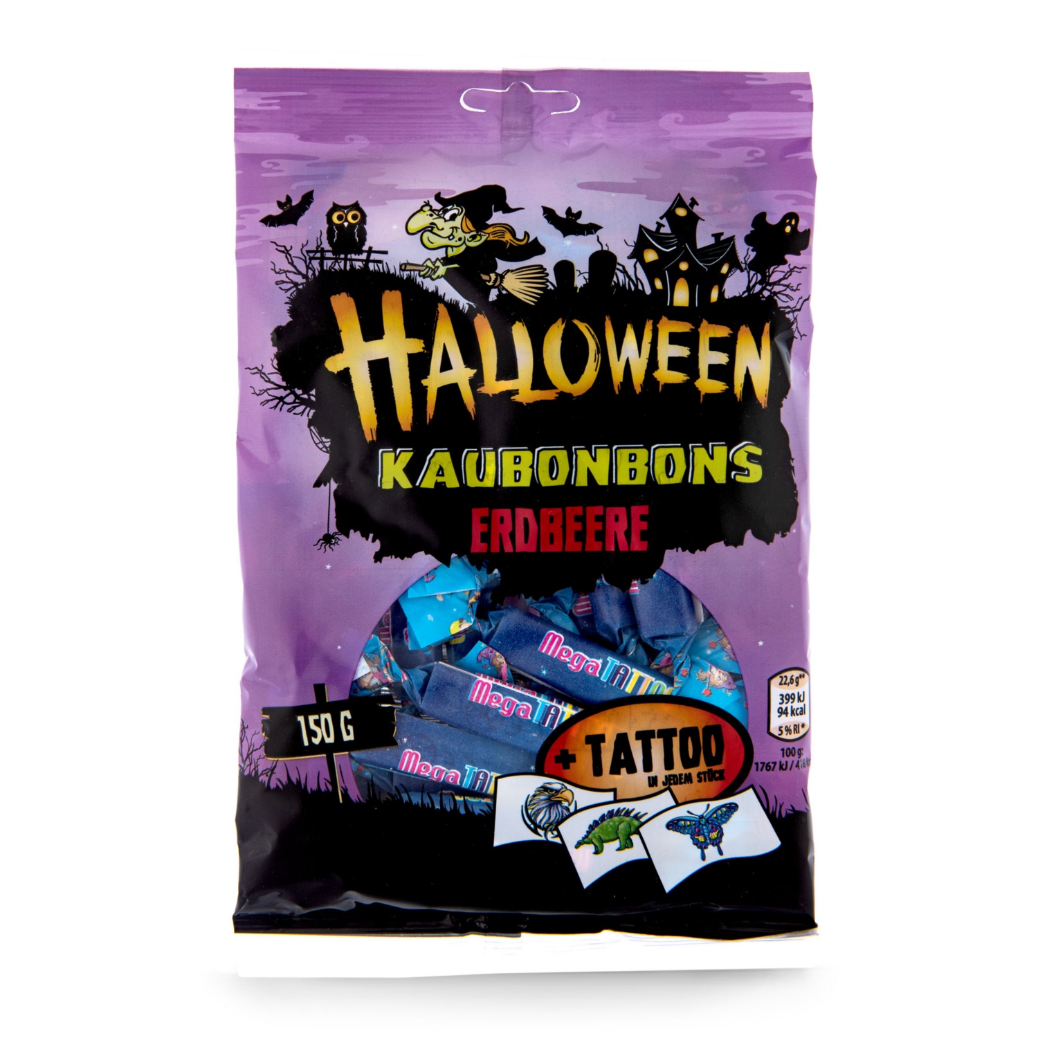 Kaubonbons mit Tattoo, Erdbeere