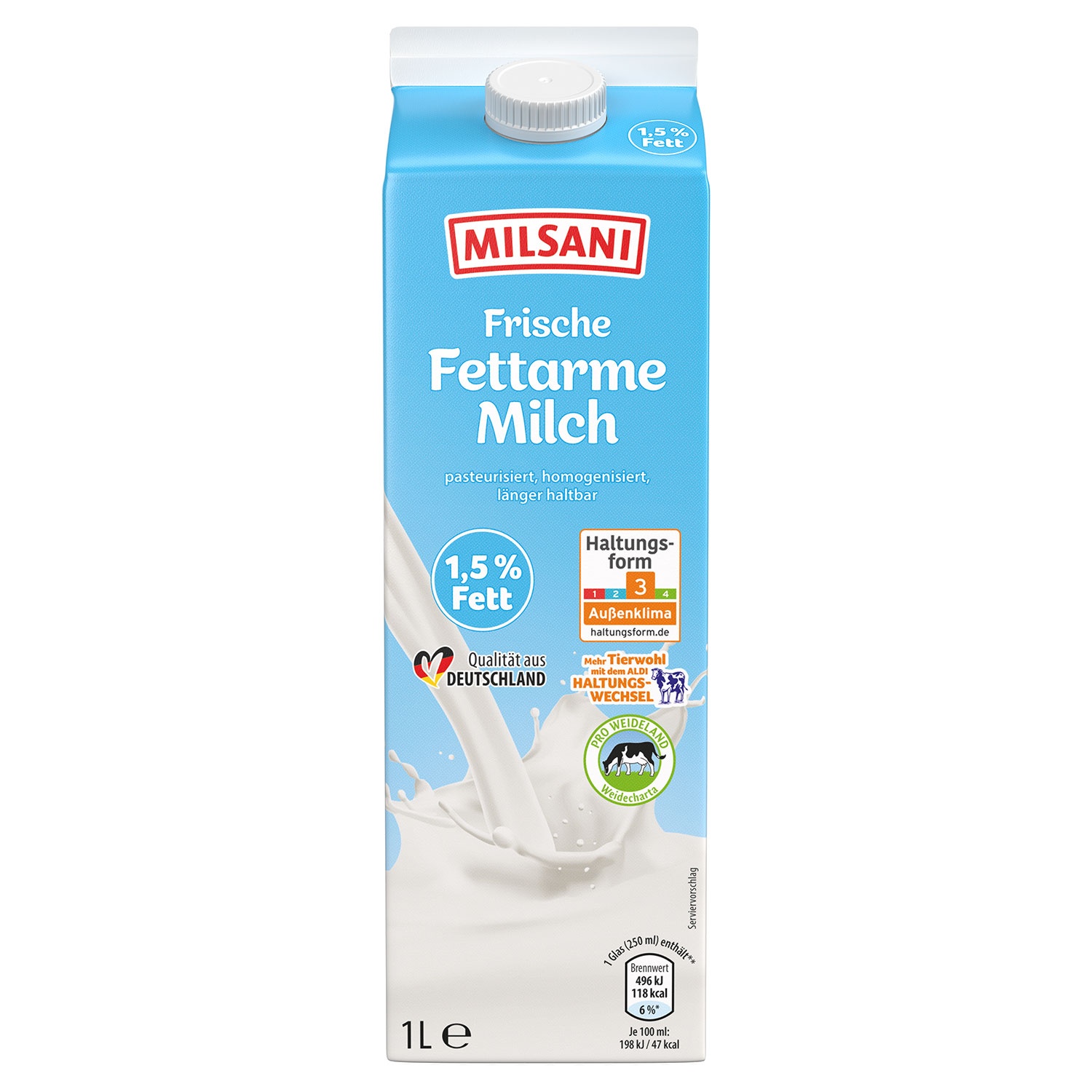 MILSANI Fettarme Milch 1,5 % 1 l