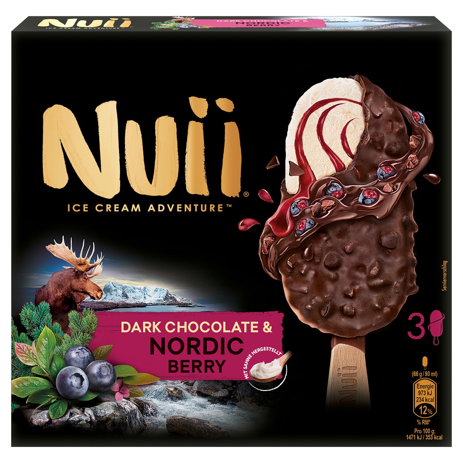 NUII Stieleis 270 ml, Dark Chocolate & Nordic Berry