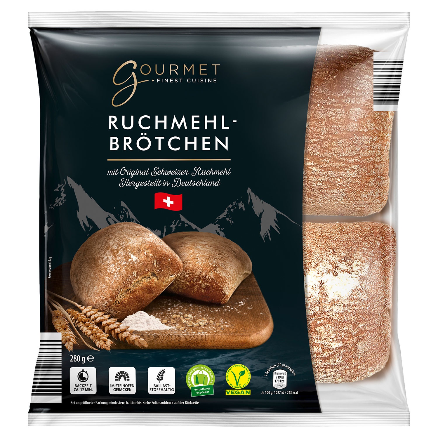 GOURMET FINEST CUISINE Ruchmehl-Brötchen 280 g