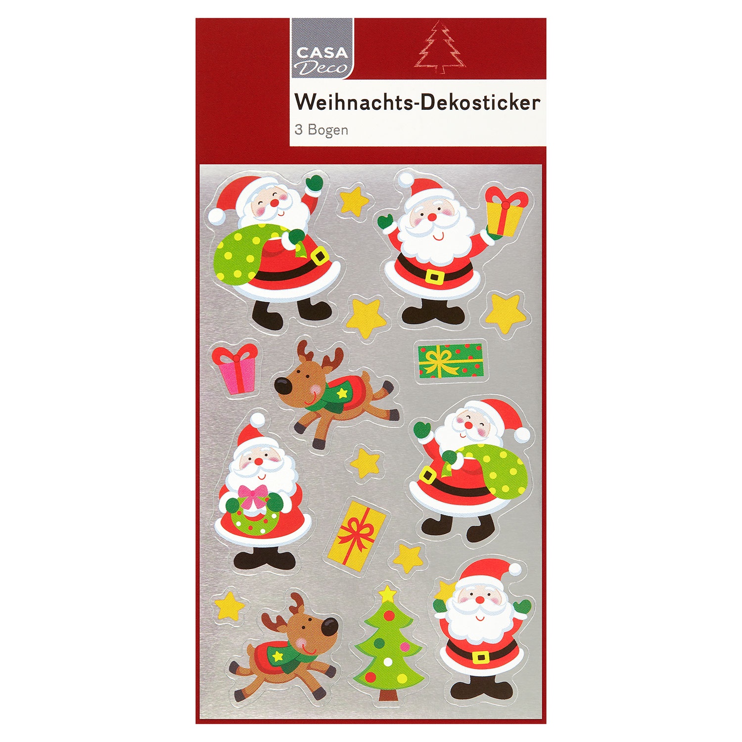 CASA DECO Weihnachtliche Sticker, 3 Bögen