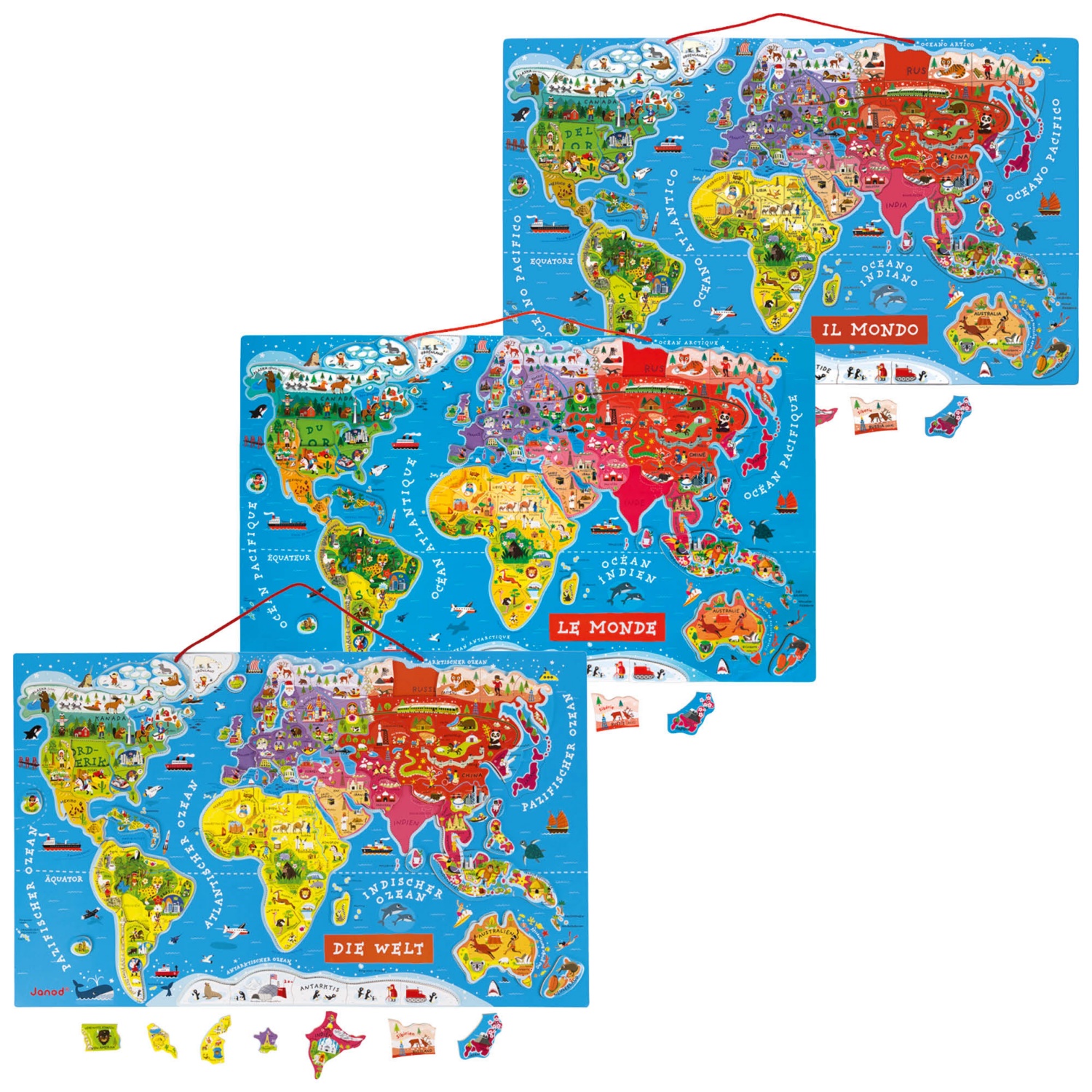 JANOD Puzzle magnetico «Cartina del mondo»