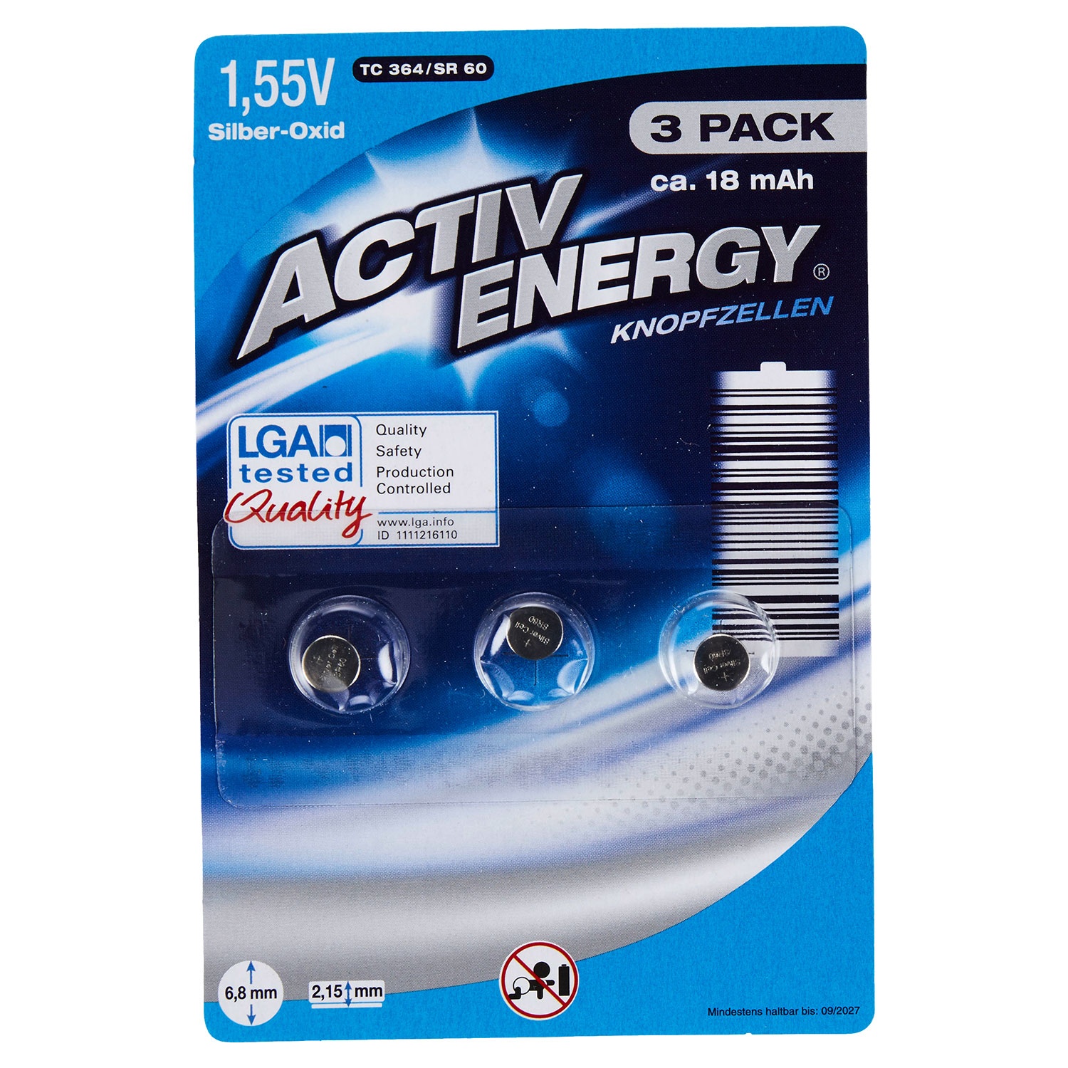 ACTIV ENERGY® Knopfzellen, 3er-Packung