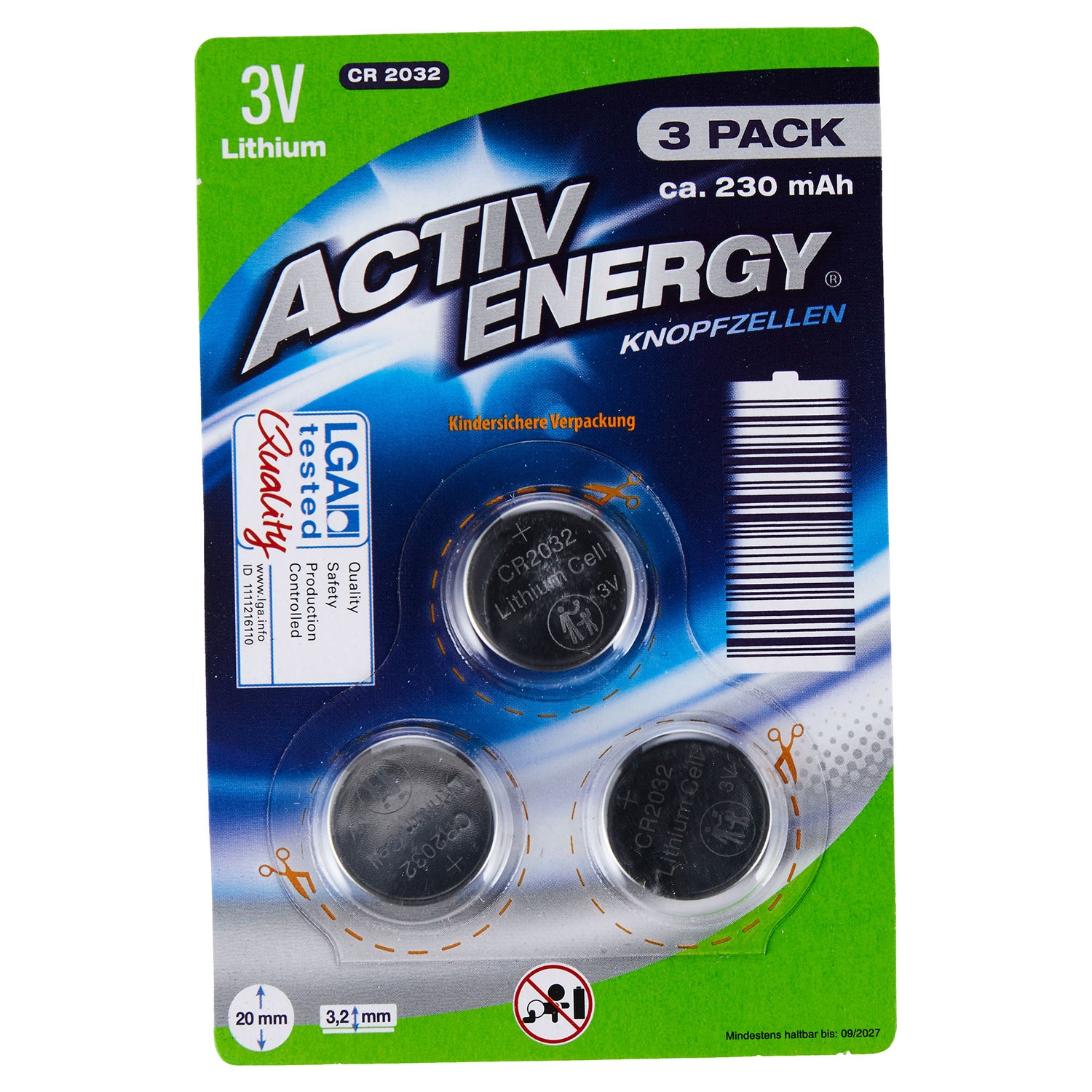 ACTIV ENERGY® Knopfzellen, 3er-Packung
