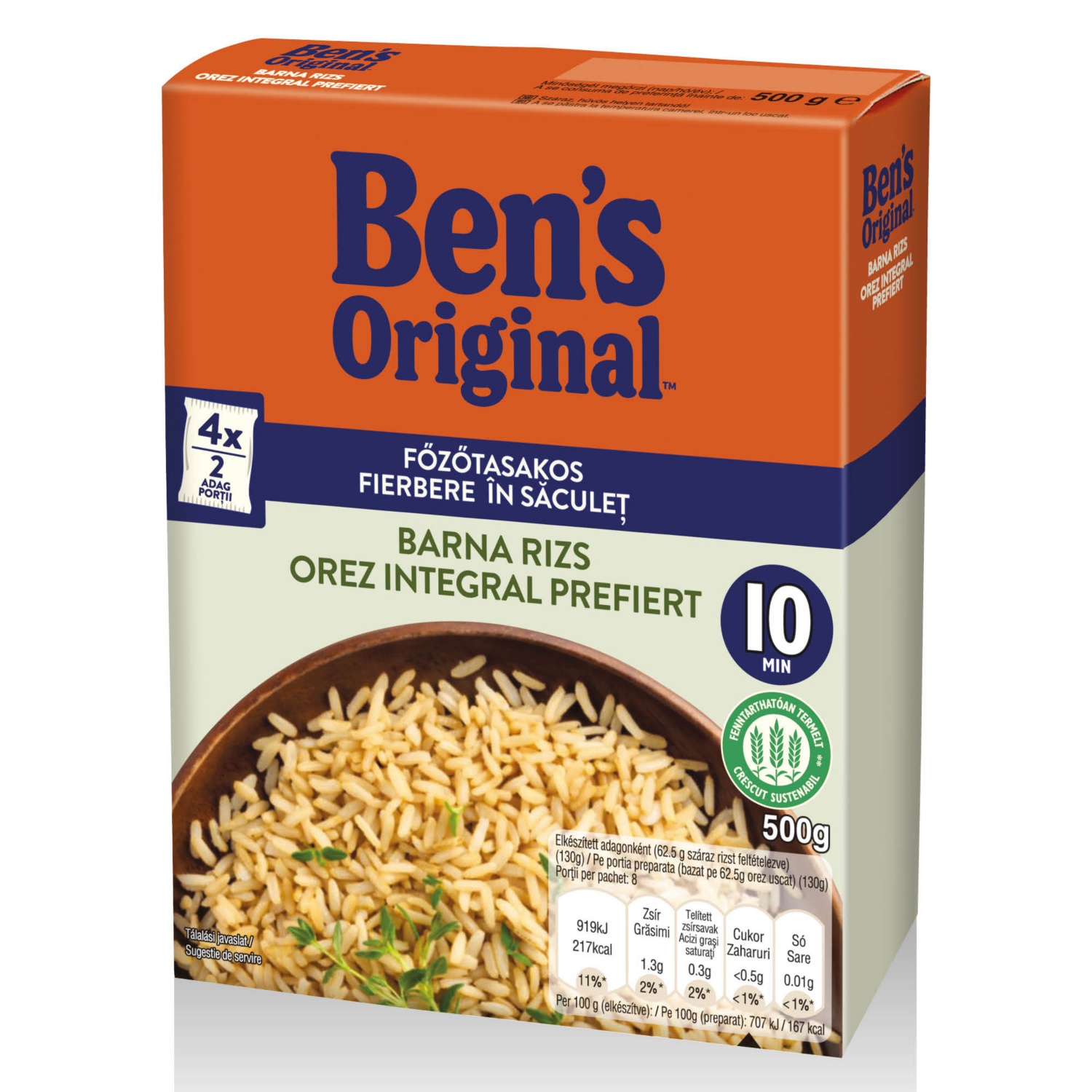 BEN'S ORIGINAL Rizs főzőtasakban, 4 tasak, Barna rizs