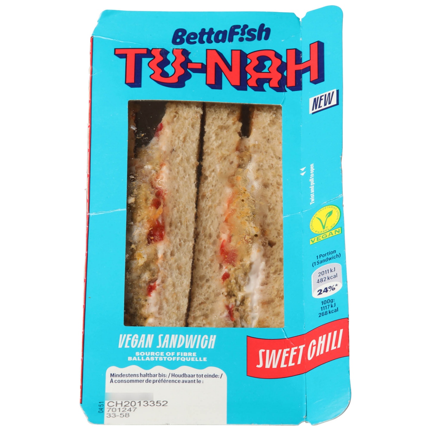 BETTAF!SH TU-NAH Sandwich vegan, Sweet Chili
