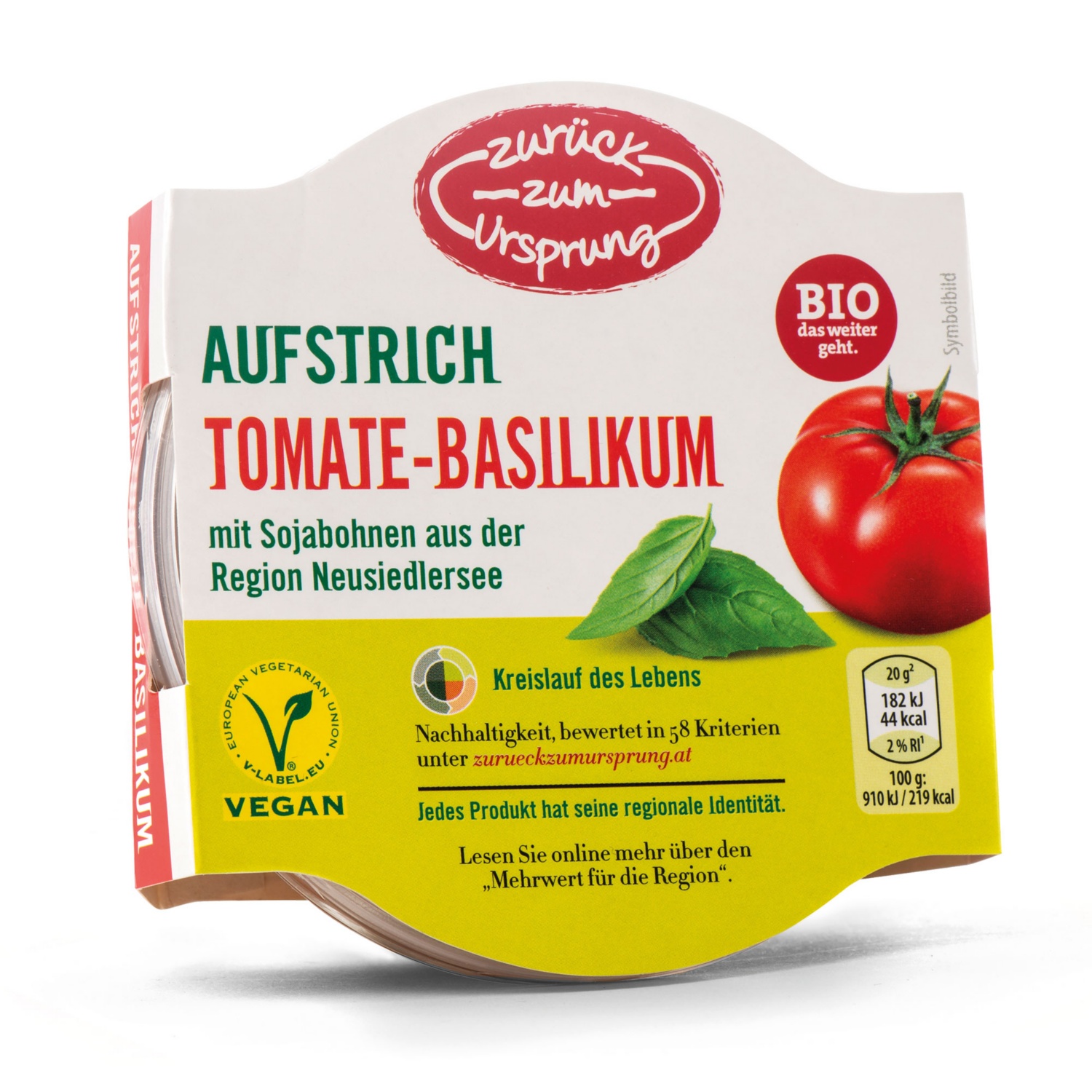 ZURÜCK ZUM URSPRUNG BIO Veganer Aufstrich, Tomate-Basilikum