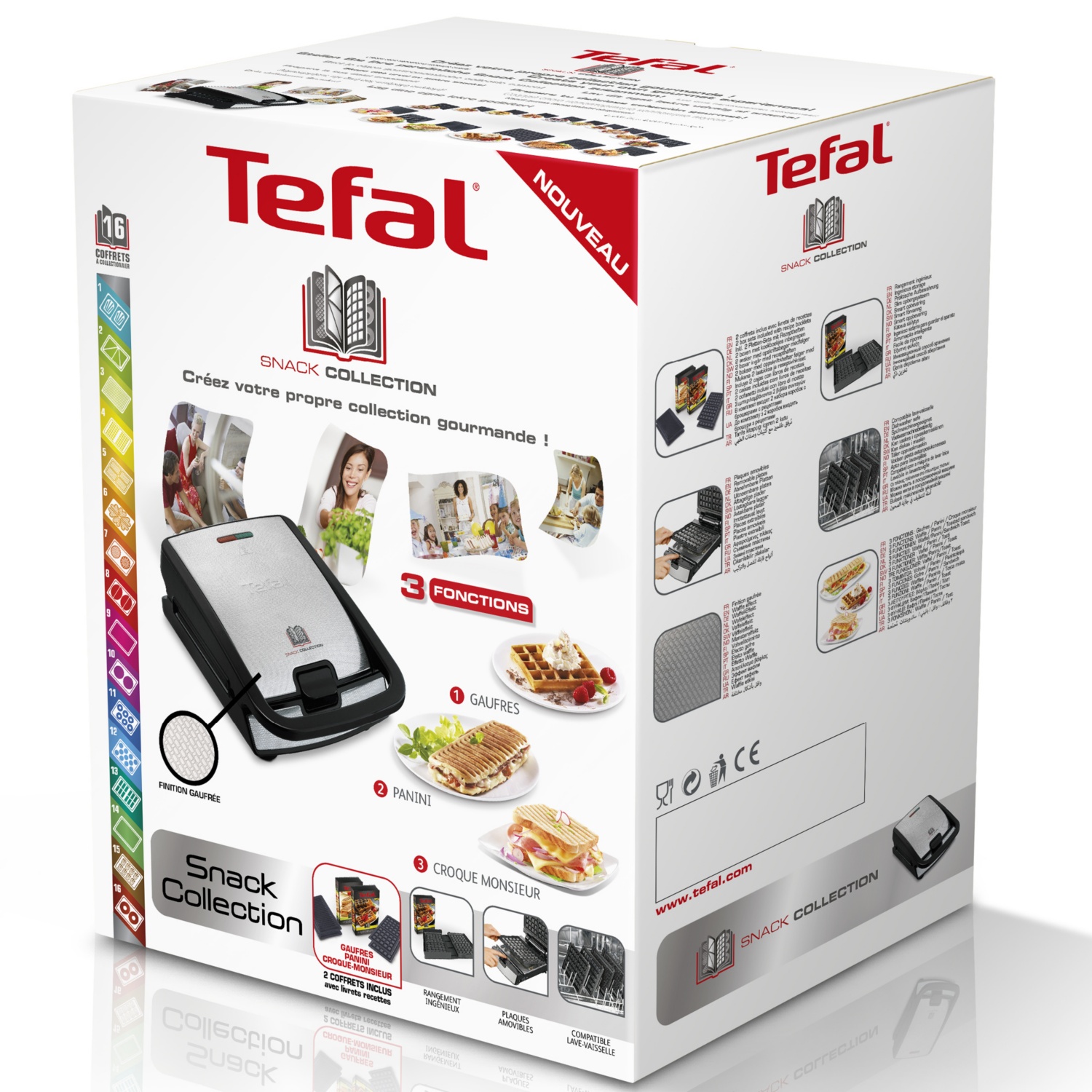 TEFAL Appareil à gaufre + 2 coffrets sandwiches et gaufres