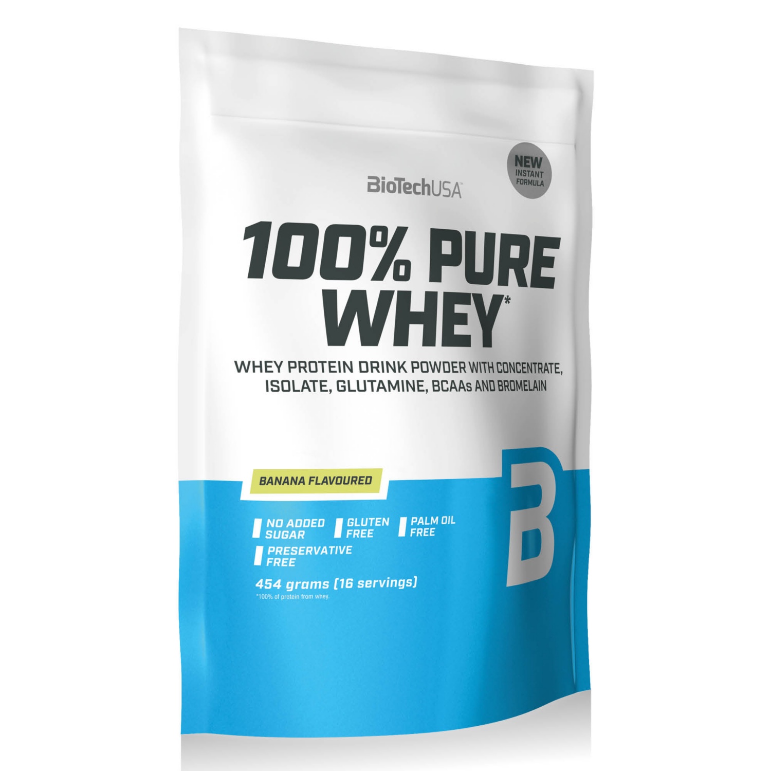 BIOTECHUSA 100 % Pure Whey fehérjepor, 454 g, banános