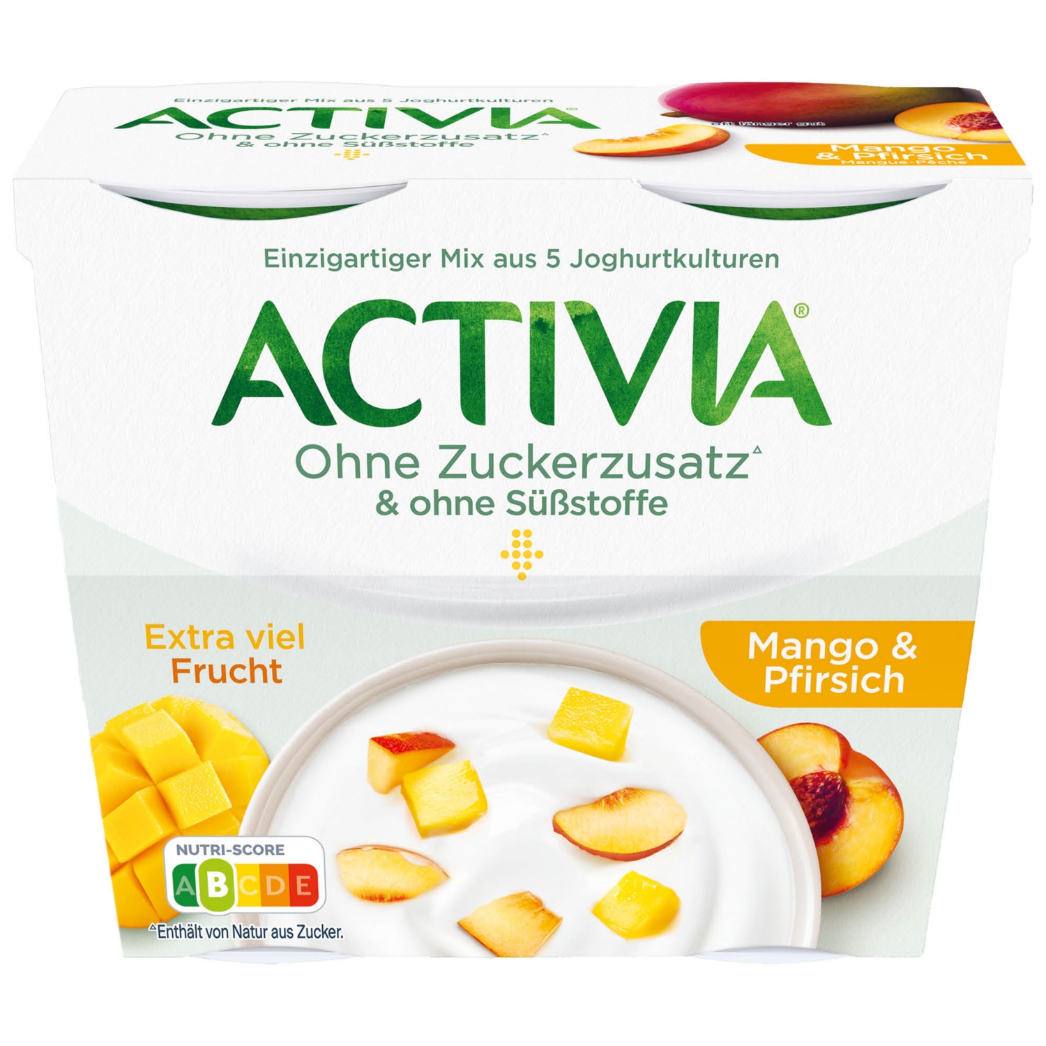 DANONE Activia ohne Zucker, Mango-Pfirsich