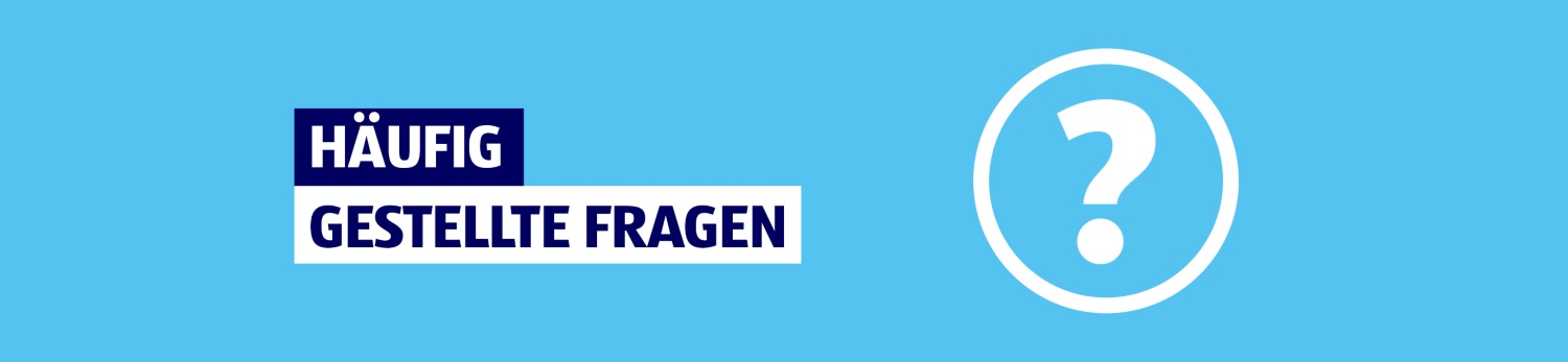 Helles Blau mit Box 'HÄUFIG GESTELLTE FRAGEN'