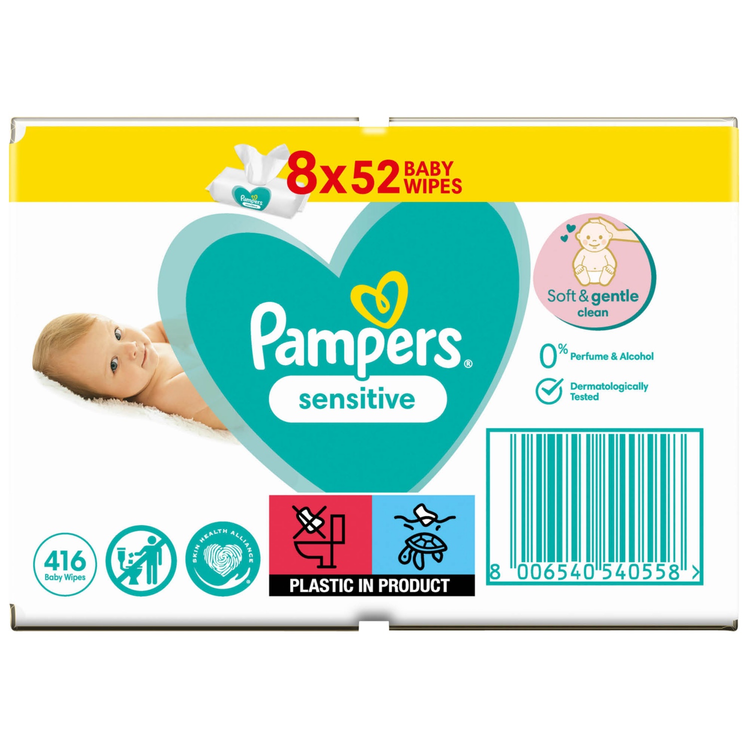 Pampers lingettes humides Sensitive 52 pce à petit prix