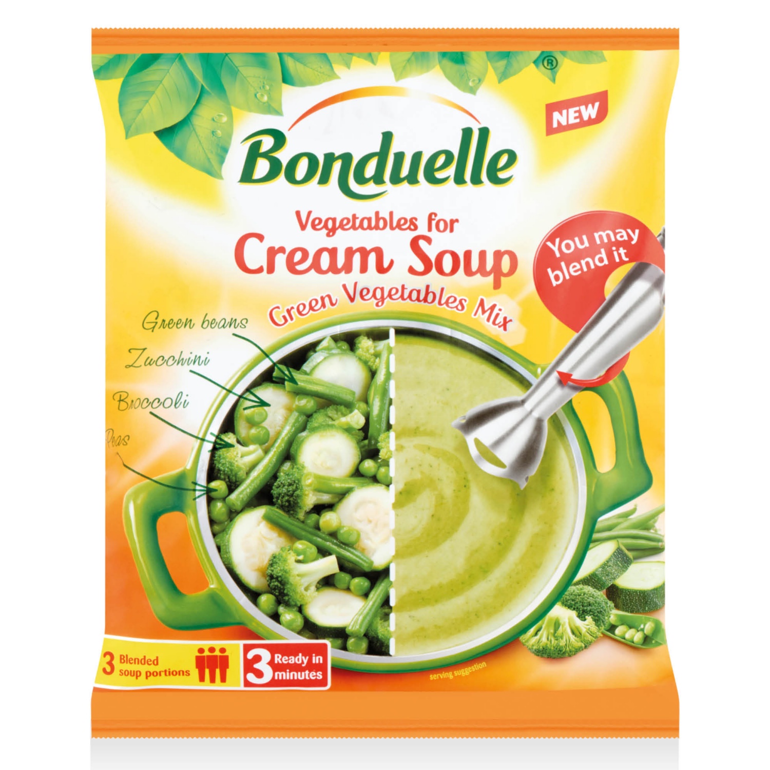 BONDUELLE Krémleves-zöldségkeverék, 400 g, zöld mix