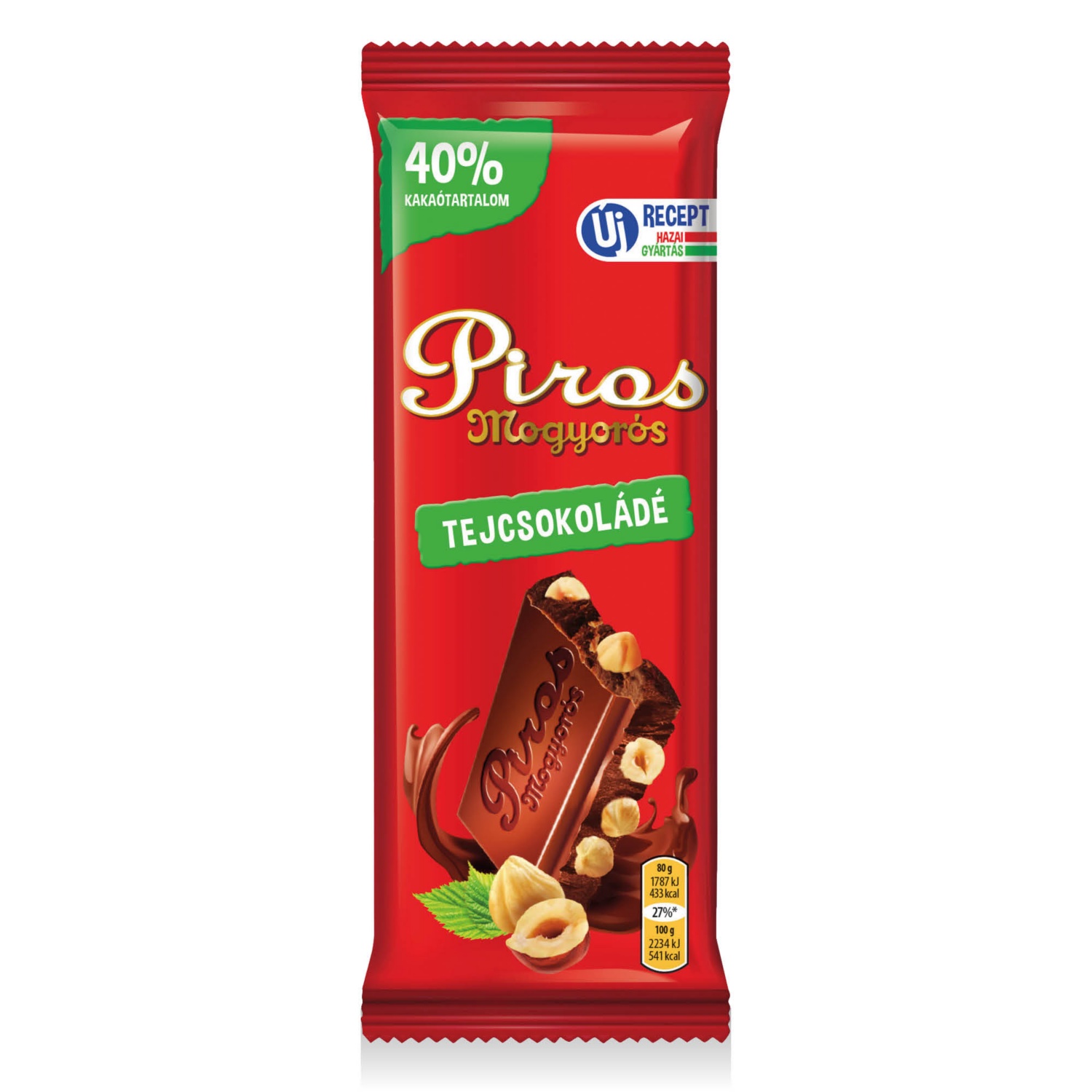 PIROS MOGYORÓS Tejcsokoládé, 80 g