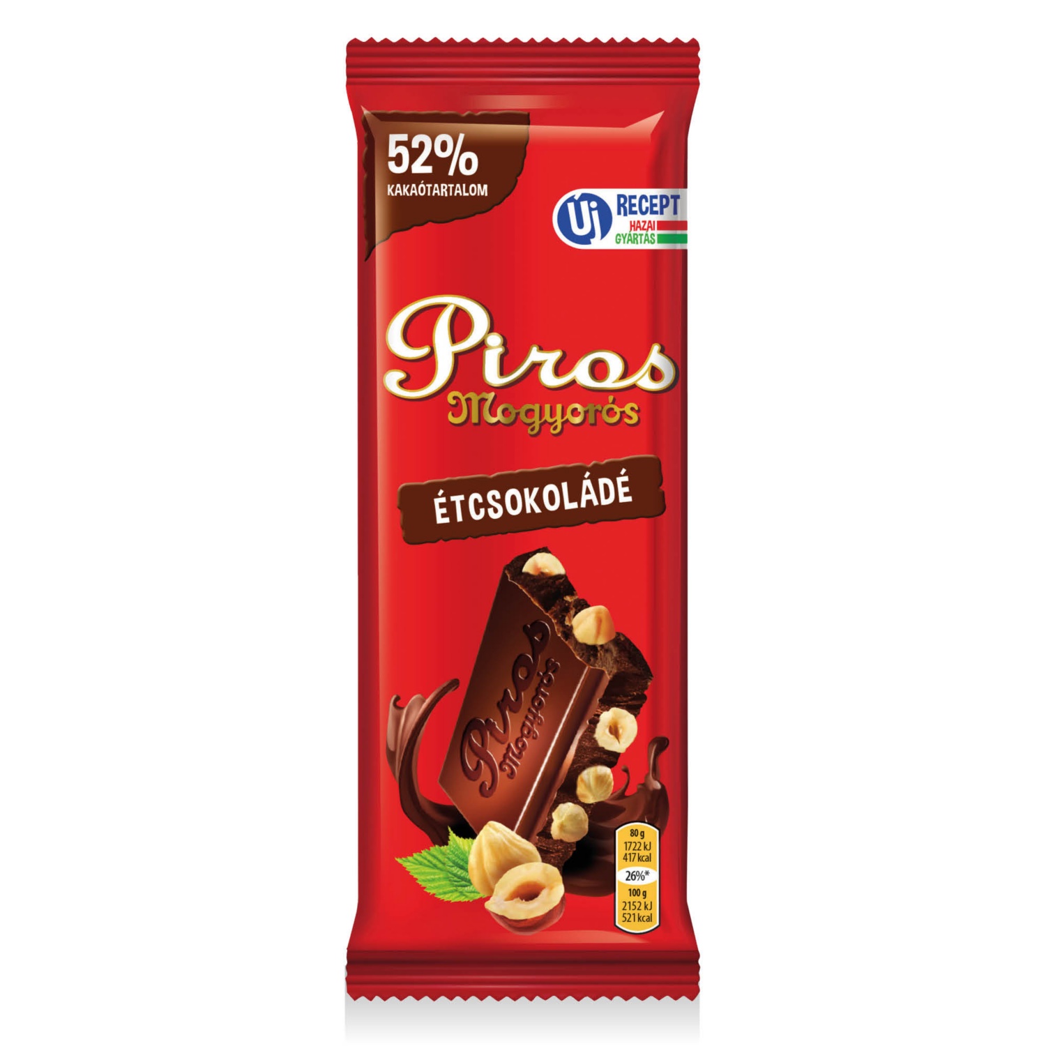 PIROS MOGYORÓS Étcsokoládé, 80 g