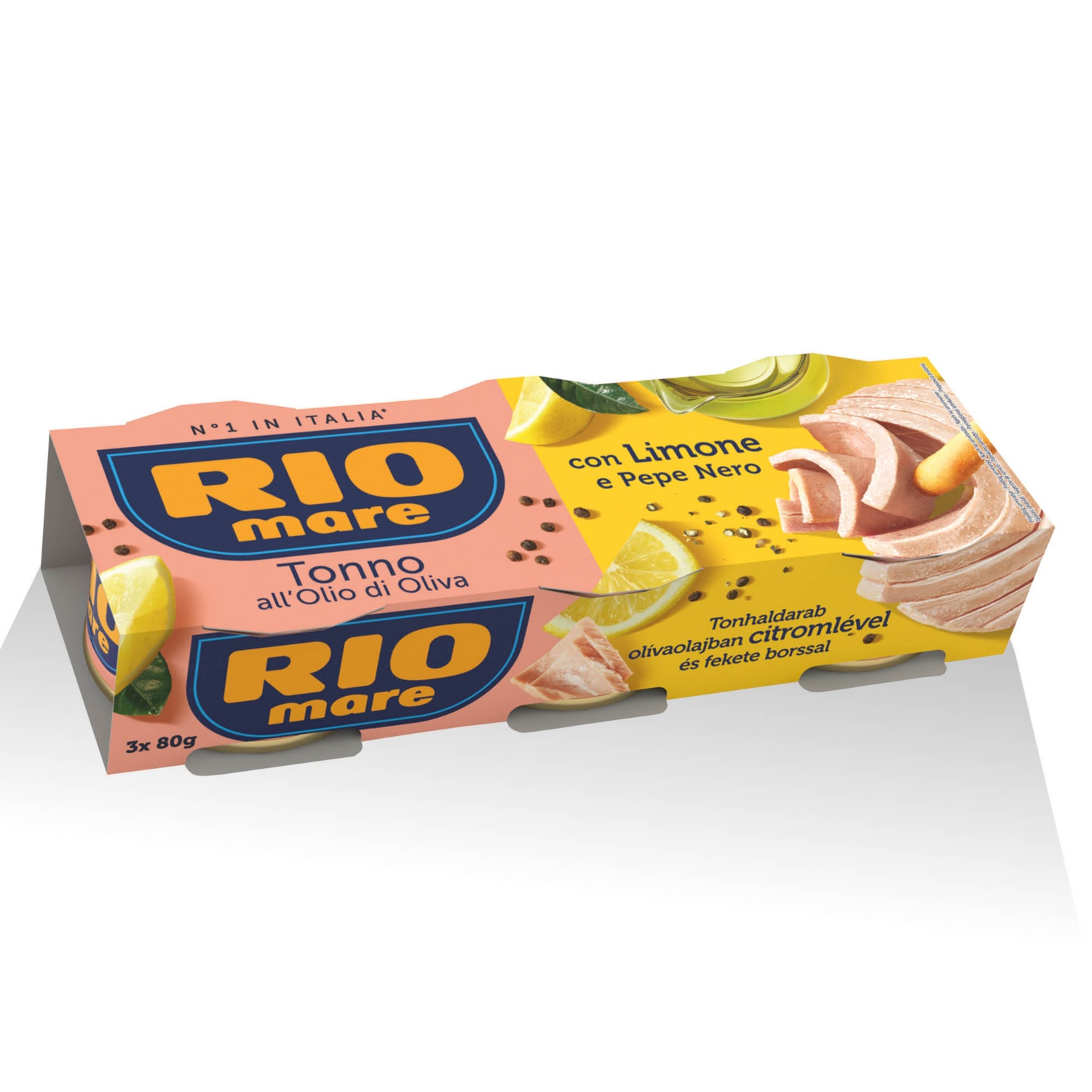 RIO MARE Tonhaldarab, 3 doboz, citromlével és fekete borssal