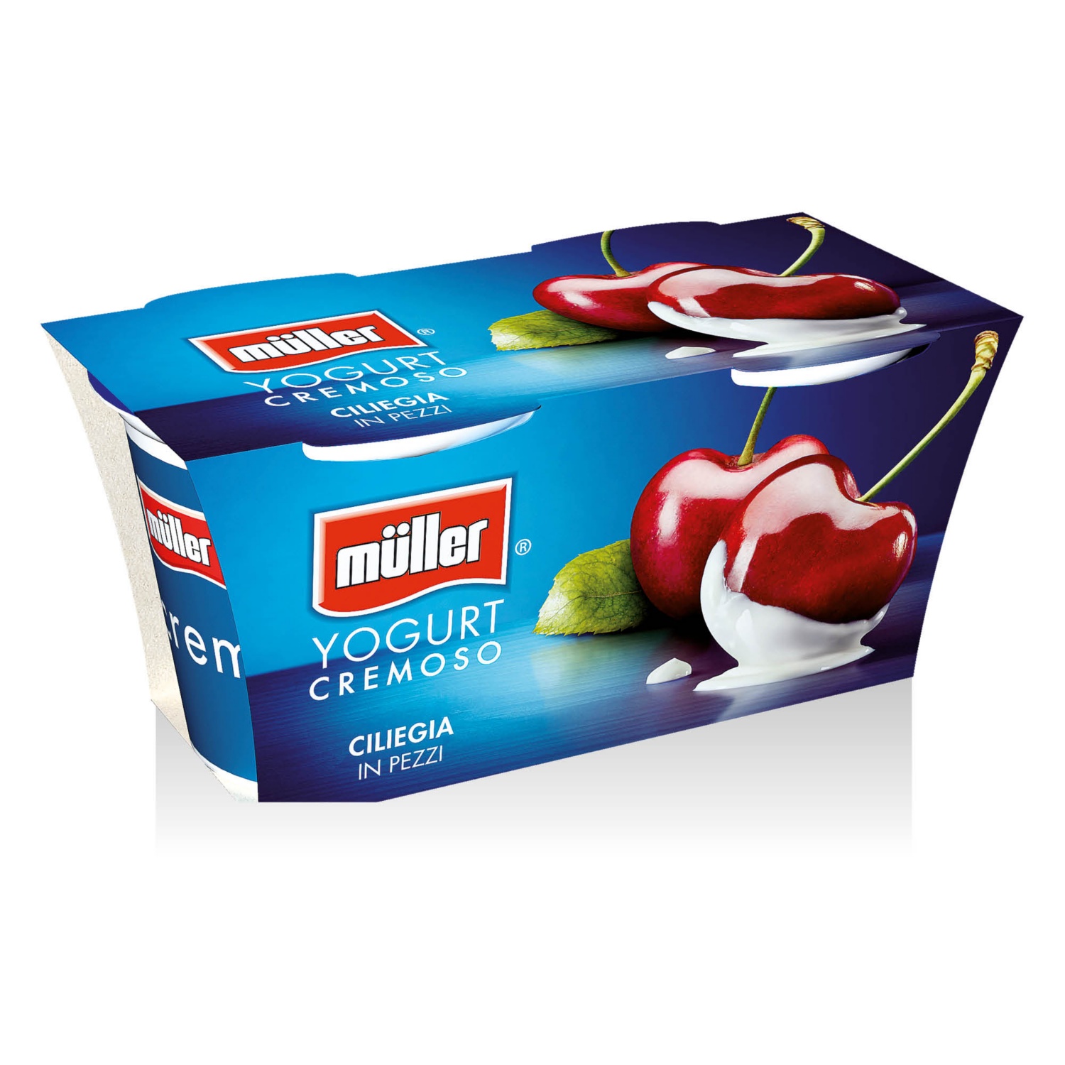 MÜLLER Joghurt Cremoso, 2 pohár, 2 x 125 g, cseresznye