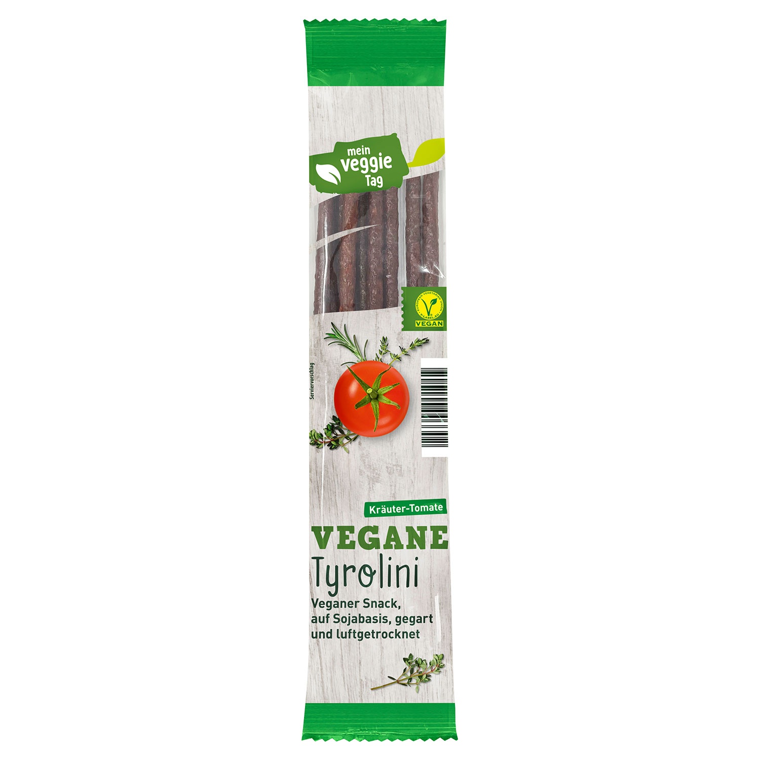 MEIN VEGGIE TAG Vegane Tyrolini 80 g, Kräuter-Tomate