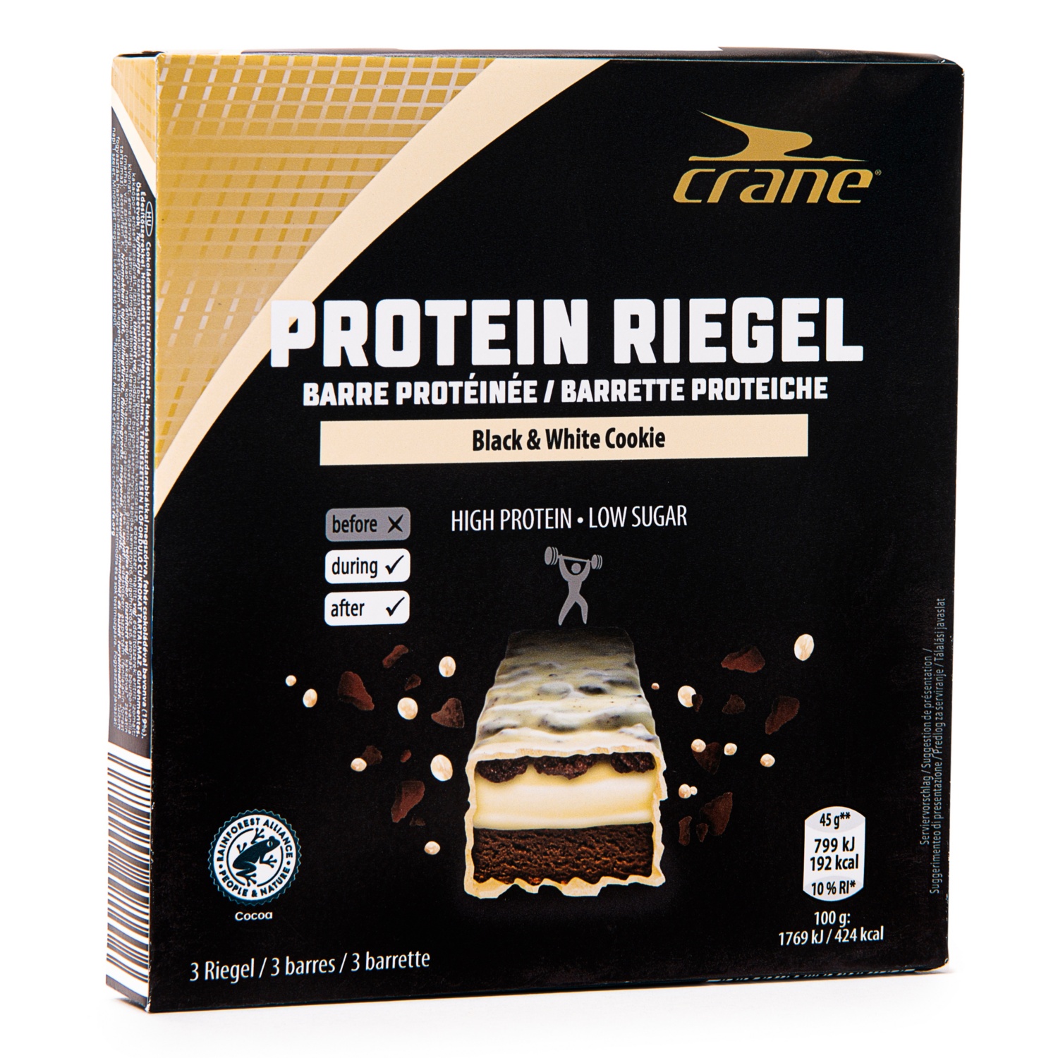 CRANE Protein Riegel "Cookie Concept", Black & White
