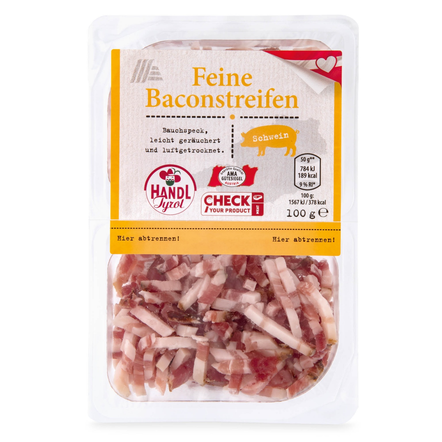 GENUSS 100% AUS ÖSTERREICH Bacon-variációk, aprított, 100 g