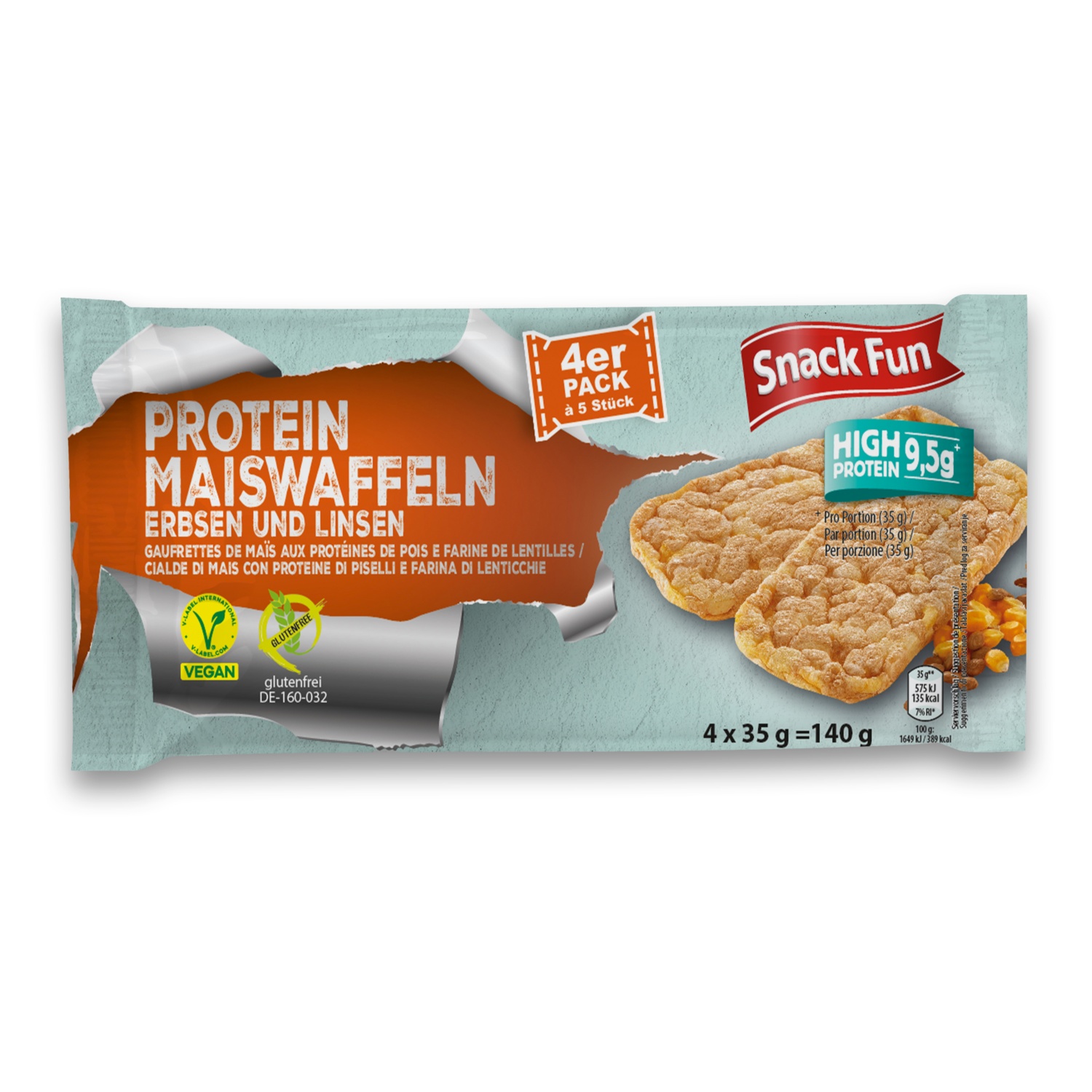 SNACK FUN Protein Reis-/Maiswaffeln, Linsen