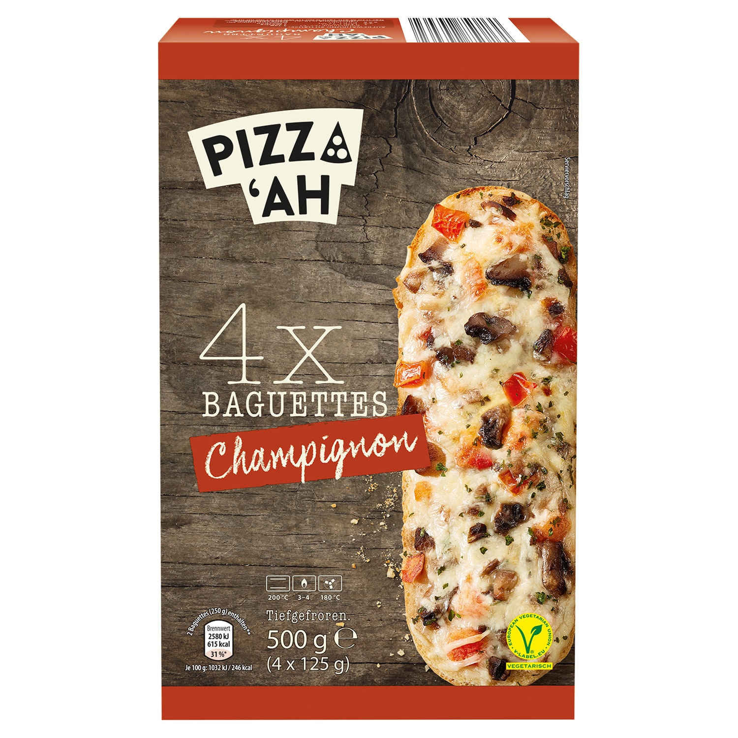 PIZZ‘AH Baguette 500 g, Champignons
