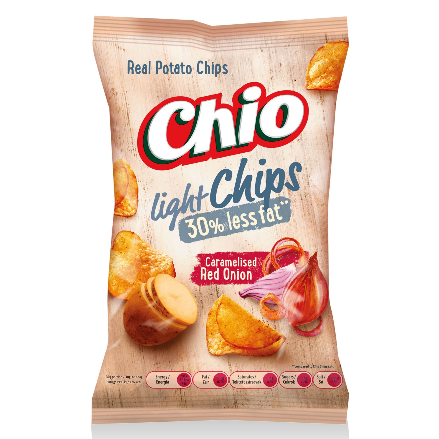 CHIO Light chips, 55 g, karamellizált vöröshagyma ízű