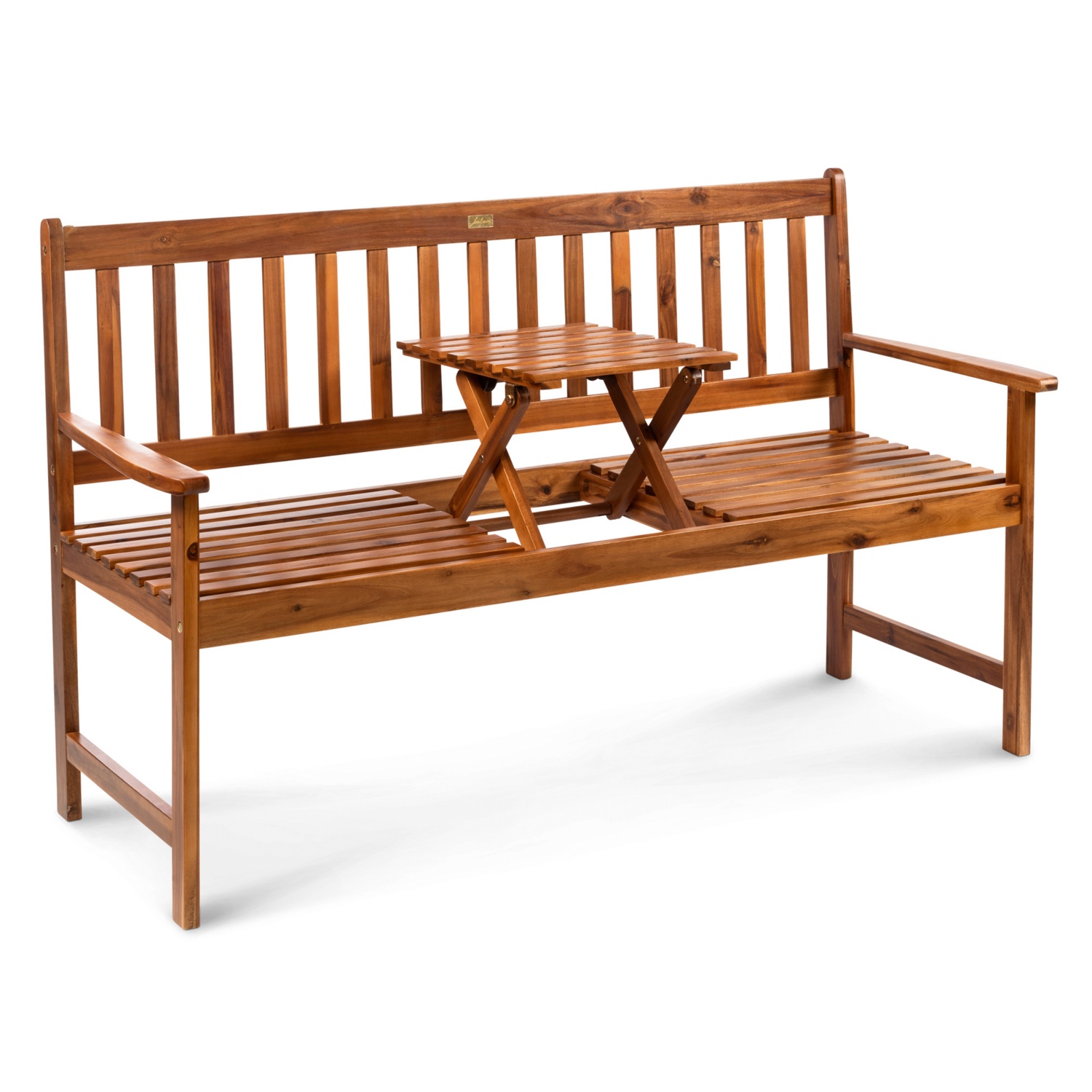 BELAVI Holzbank mit aufklappbarem Tisch