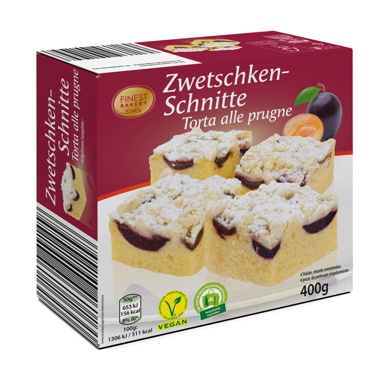 FINEST BAKERY Vegane Kuchenschnitten, Zwetschke