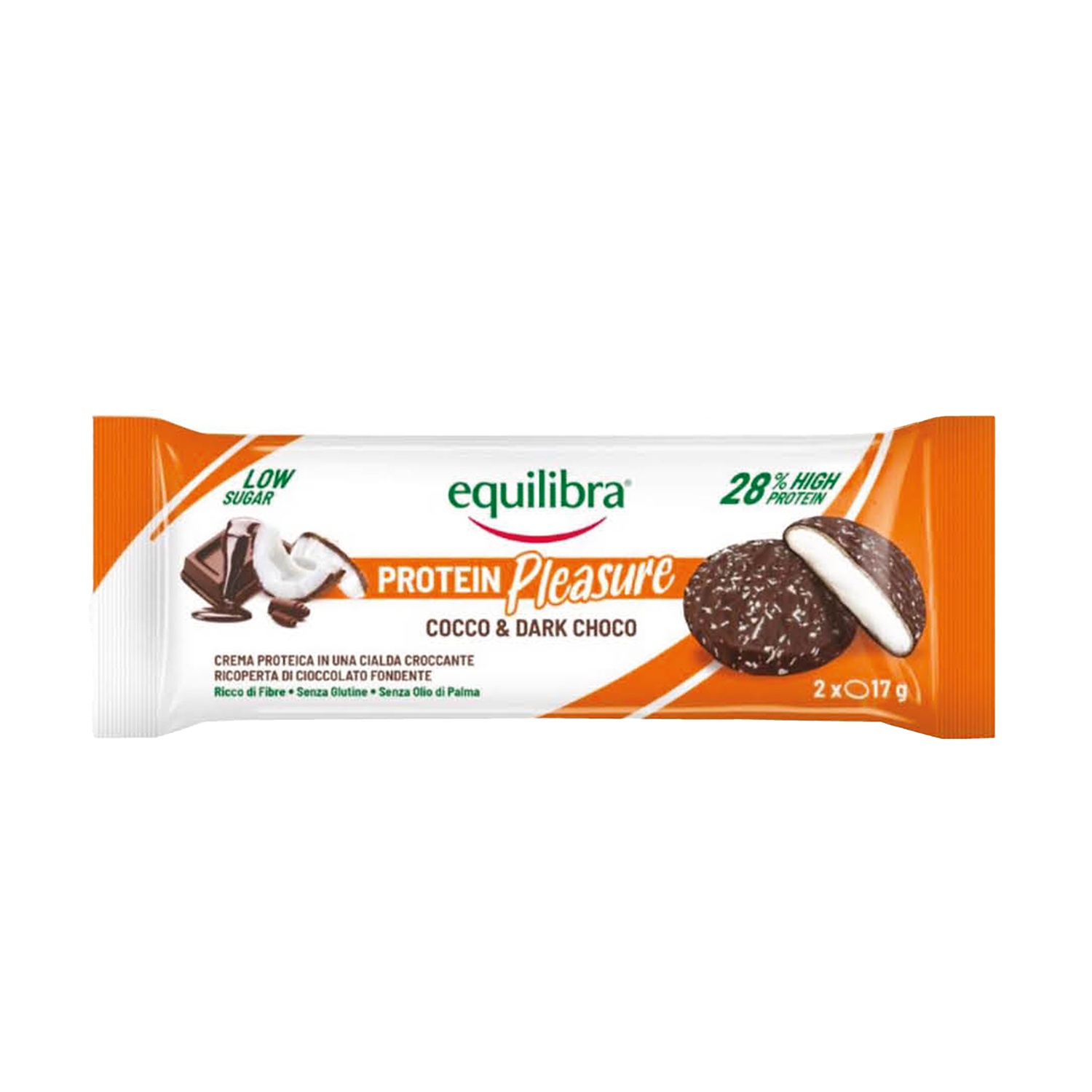 EQUILIBRA Protein Pleasure Biscotti con cocco e cioccolato fondente