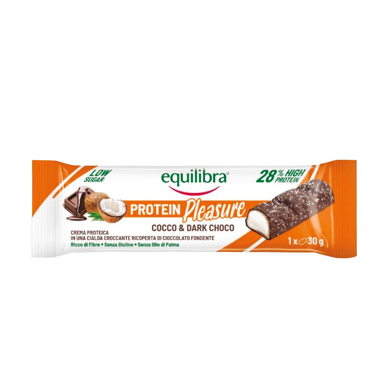 EQUILIBRA Protein Pleasure Barretta con cocco e cioccolato fondente