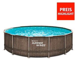 SUMMER WAVES Doppelwandiger Pool in Rattan-Optik