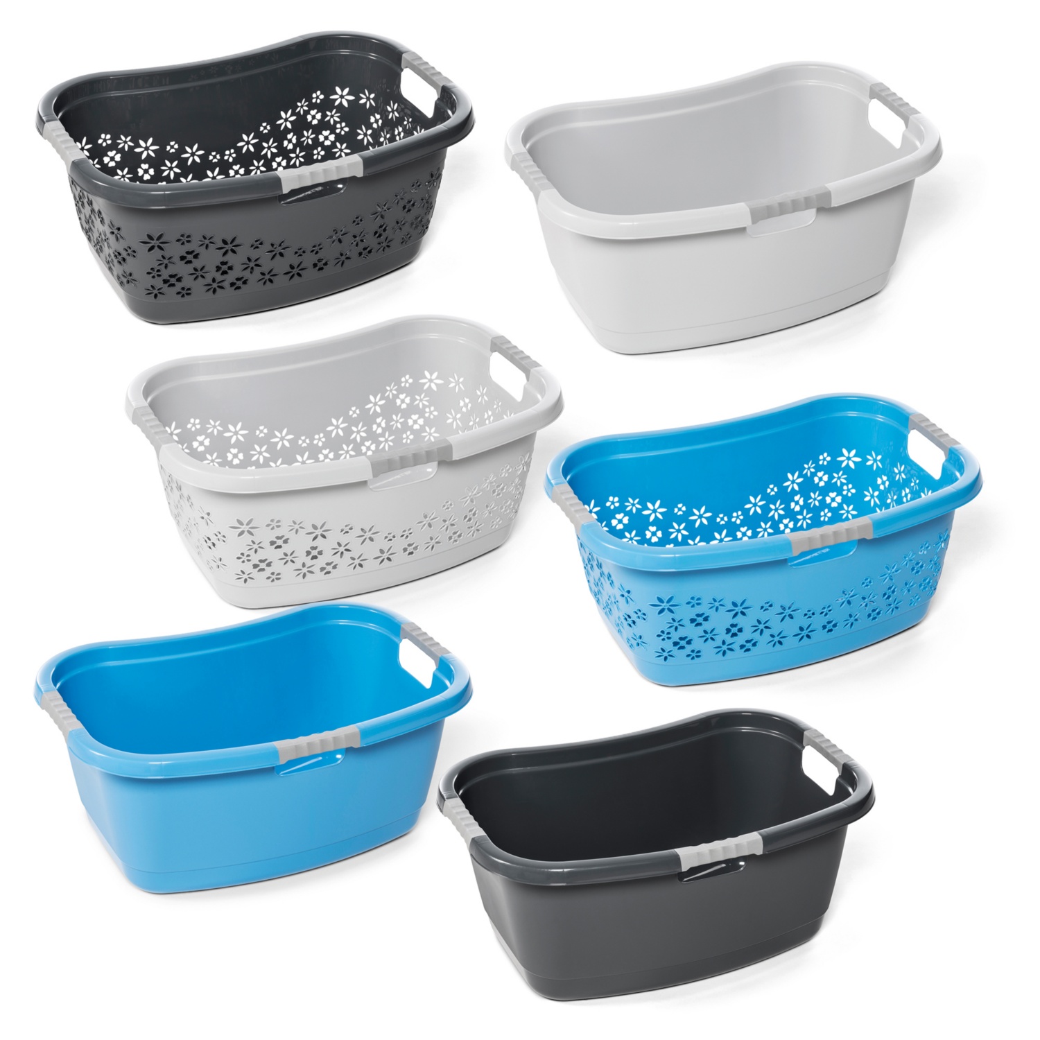 EASYHOME Wäschekorb ergonomisch, Blau, Gitter ALDI SUISSE