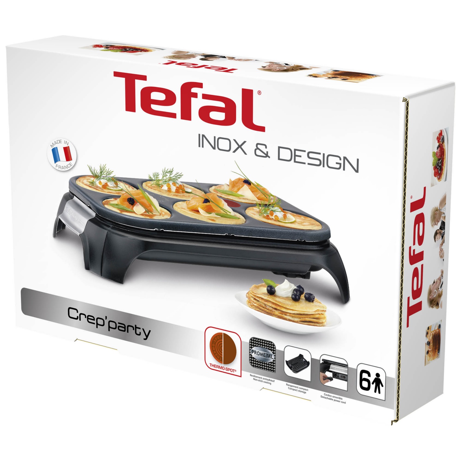 Crêpière crep party inox & design py558813 noir Tefal