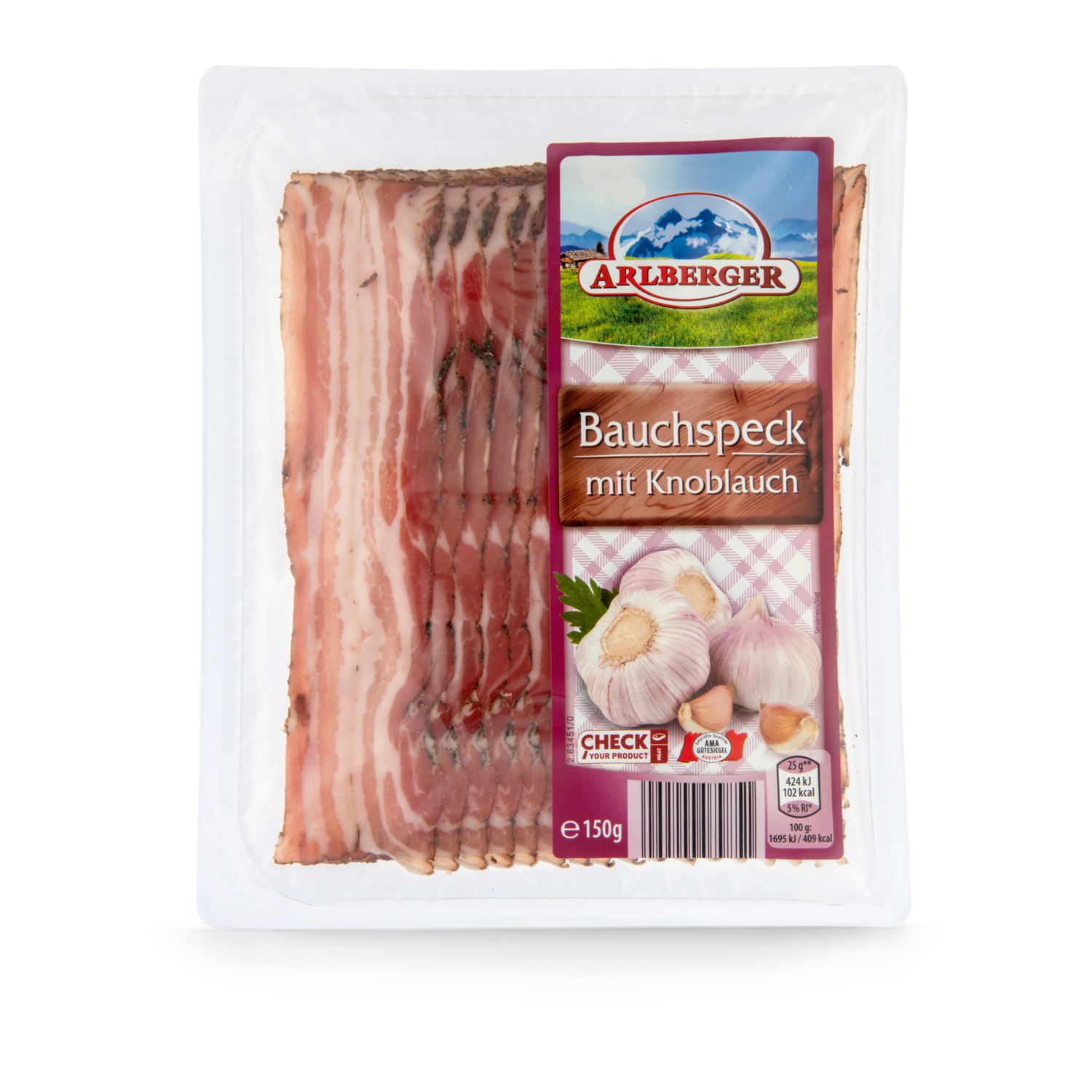 ARLBERGER Bauchspeck geschnitten, Knoblauch