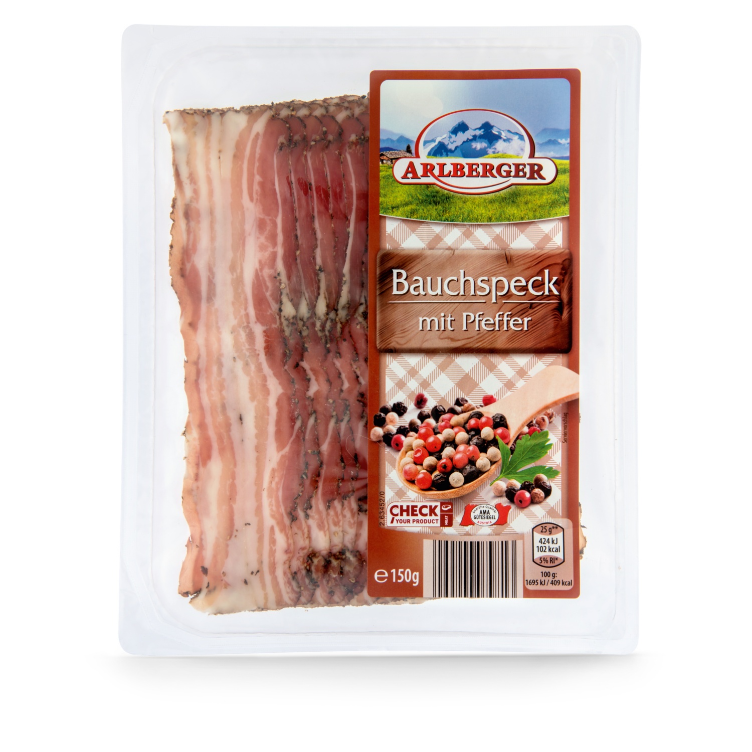 ARLBERGER Bauchspeck geschnitten, Pfeffer