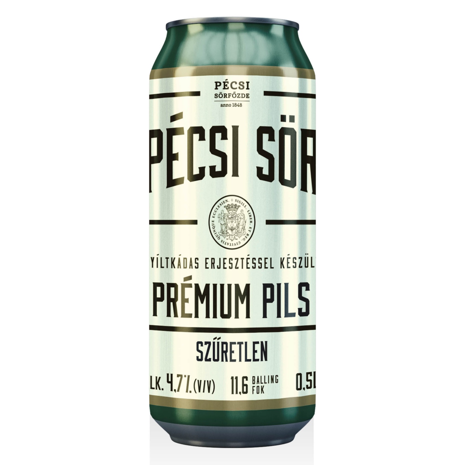 PÉCSI Prémium világos sör, 0,5 l, szűretlen pils
