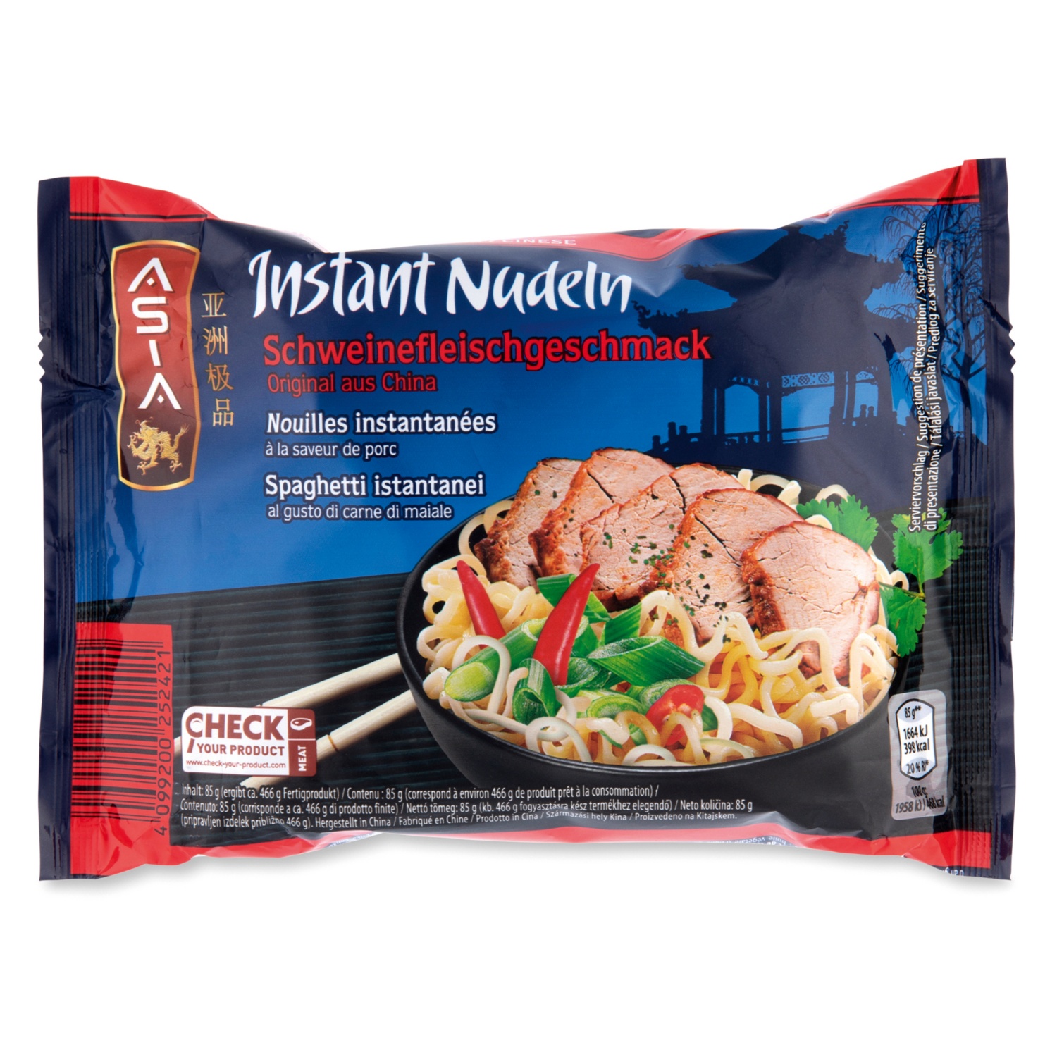 ASIA Instant Nudelgericht, Schweinefleischgeschmack