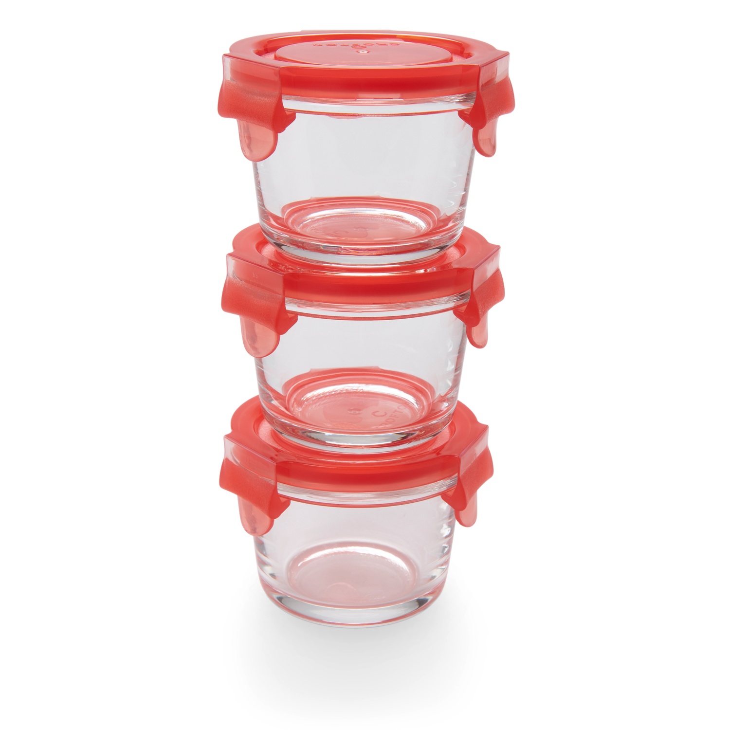 CROFTON Glas-Minidosen, 3-teilig, rund, Rot