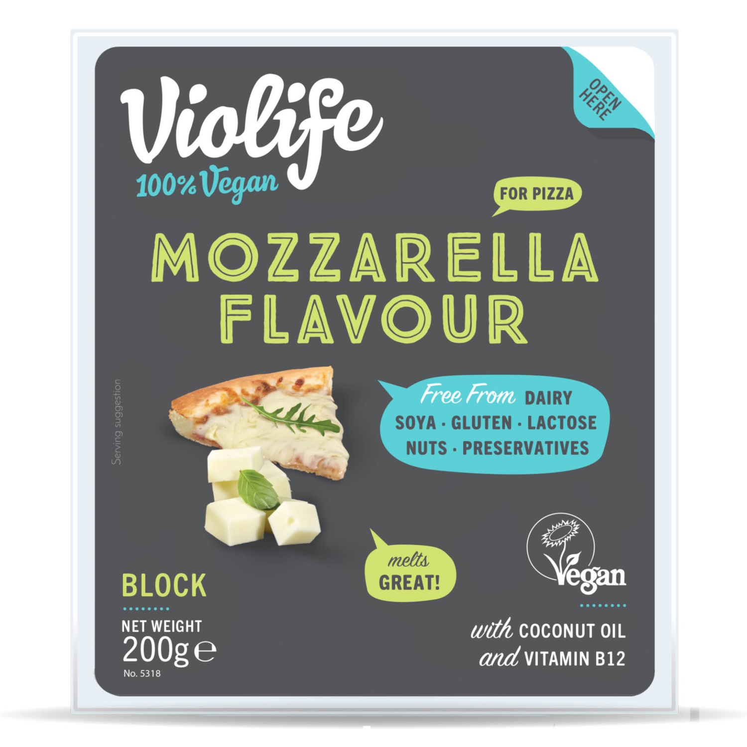 VIOLIFE Vegán tömb, 200 g, mozzarellaízű
