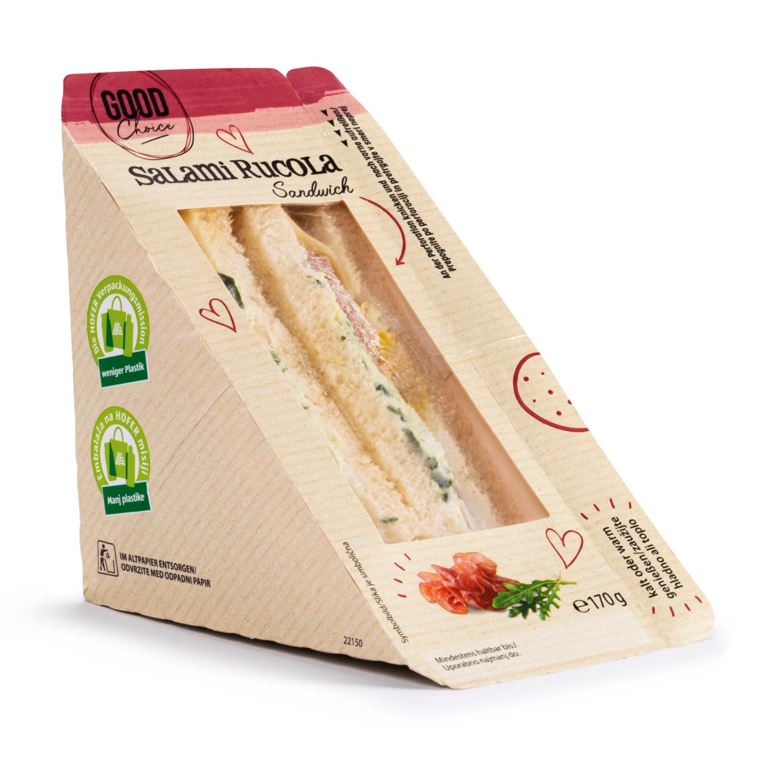 GOOD CHOICE Frisches Sandwich, Salami-Rucola