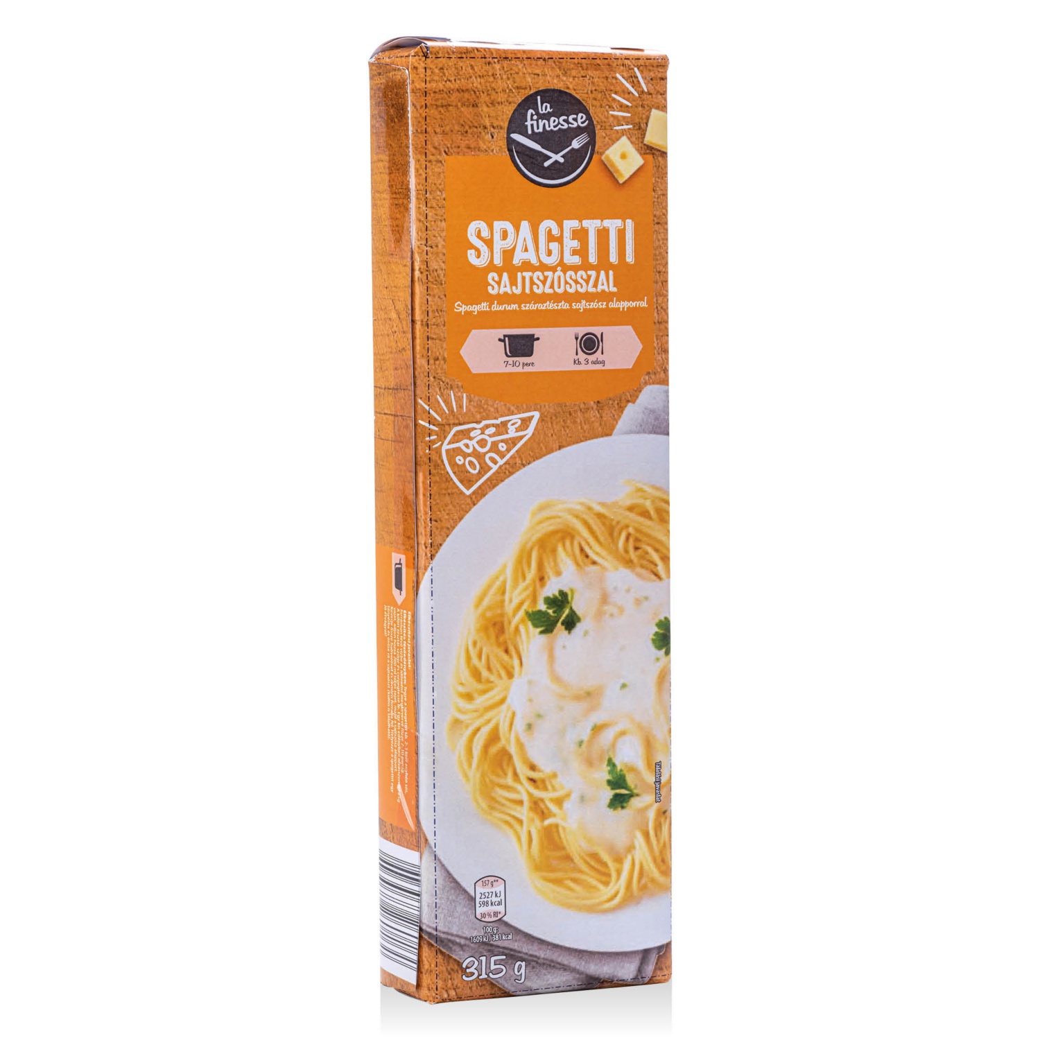 LA FINESSE Spagetti szósszal, 315 g, sajtszósszal