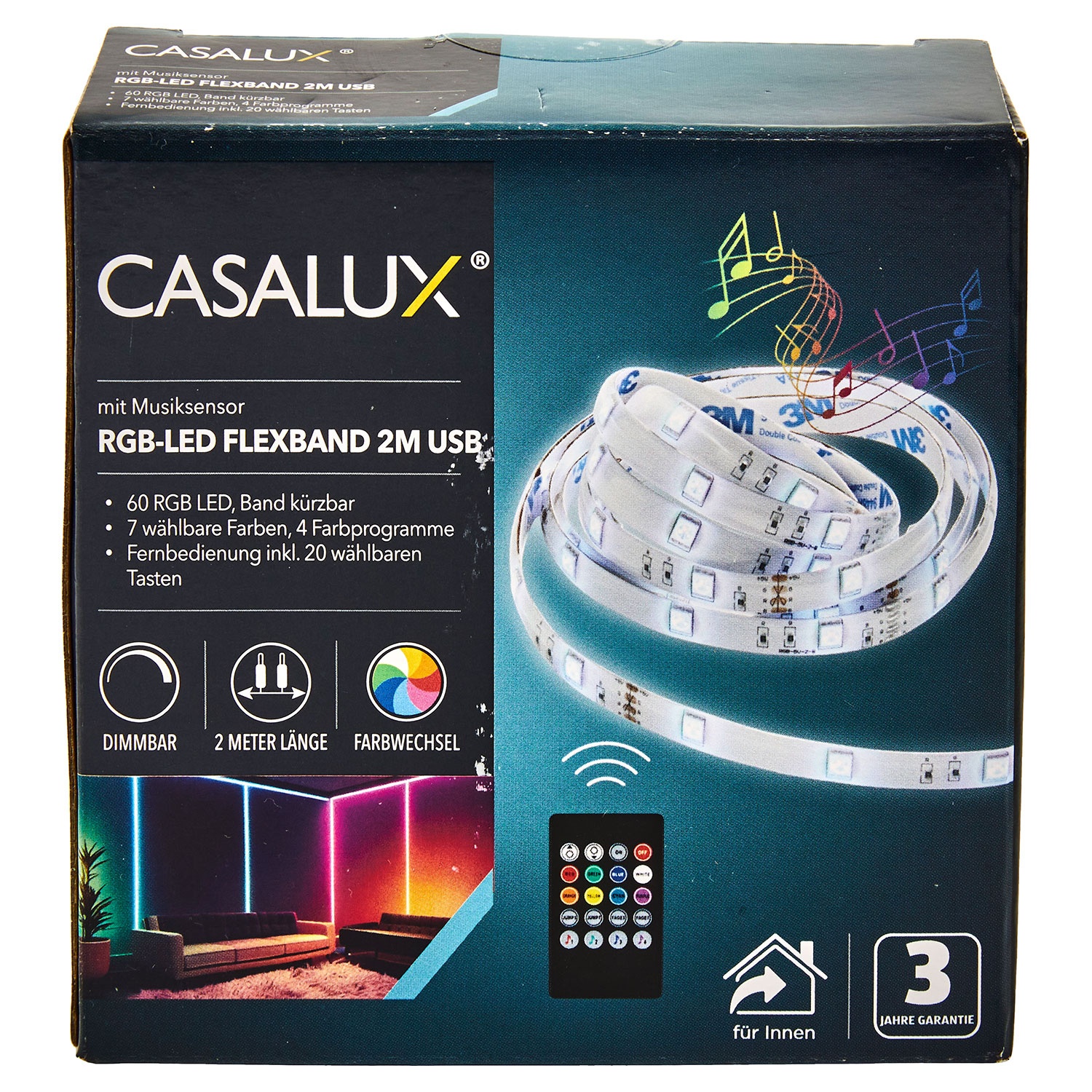 CASALUX RGB LED Flexband mit Musiksensor 2 m ALDI S D