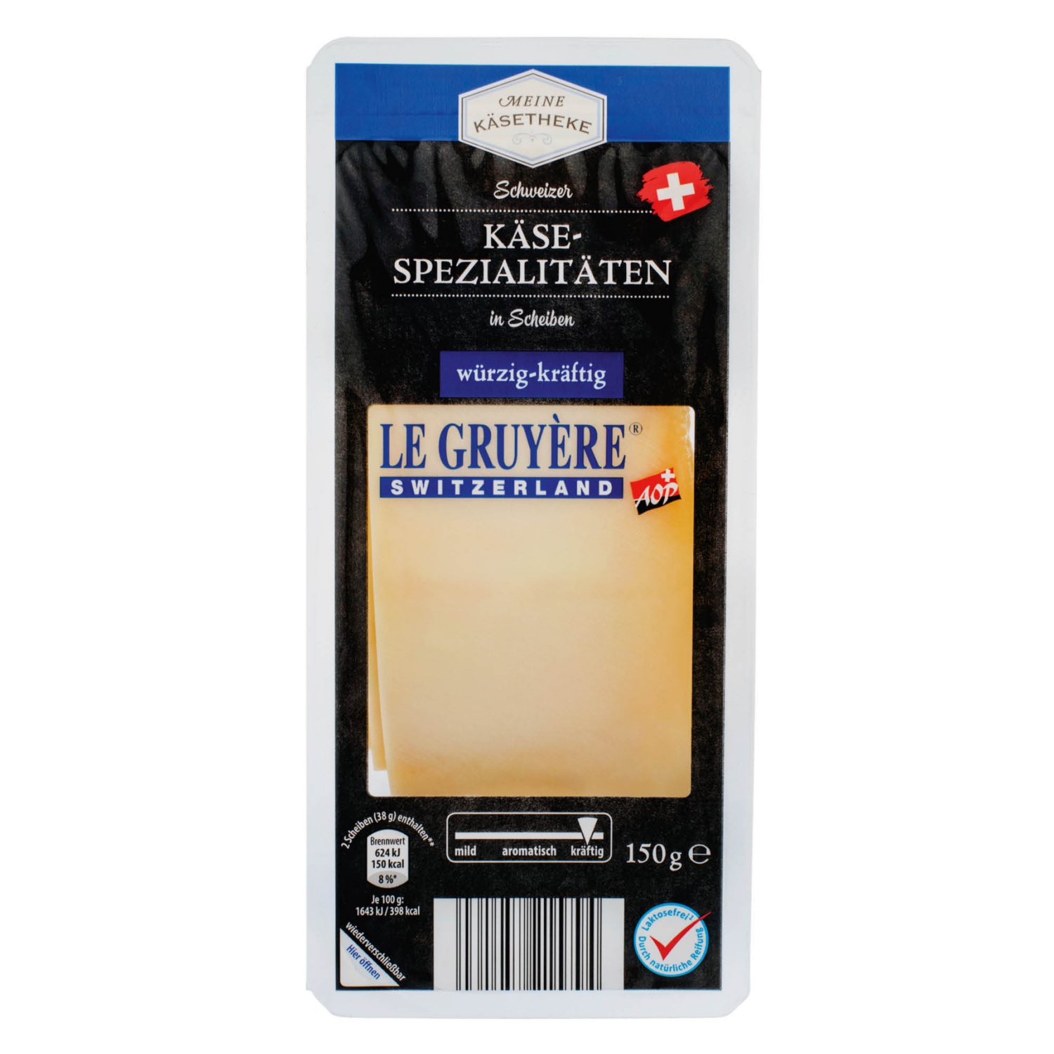 MEINE KÄSETHEKE Svájci szeletelt sajt, 150 g, Gruyére