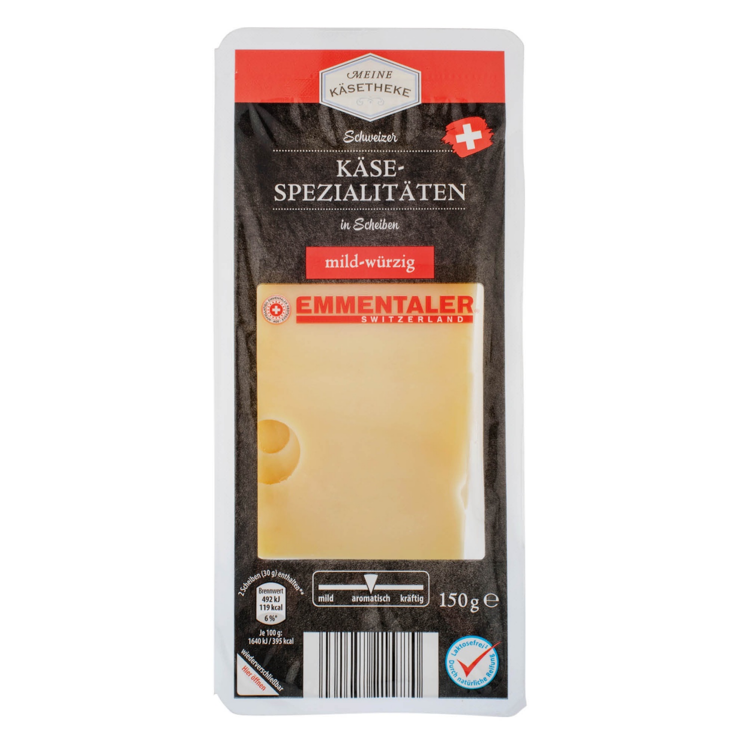 MEINE KÄSETHEKE Svájci szeletelt sajt, 150 g, Ementáli