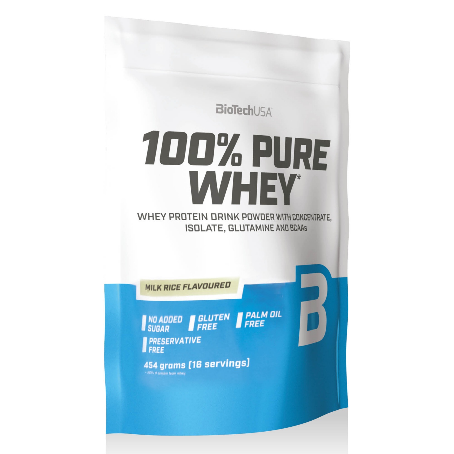 BIOTECHUSA 100 % Pure Whey fehérjepor, 454 g, tejberizs