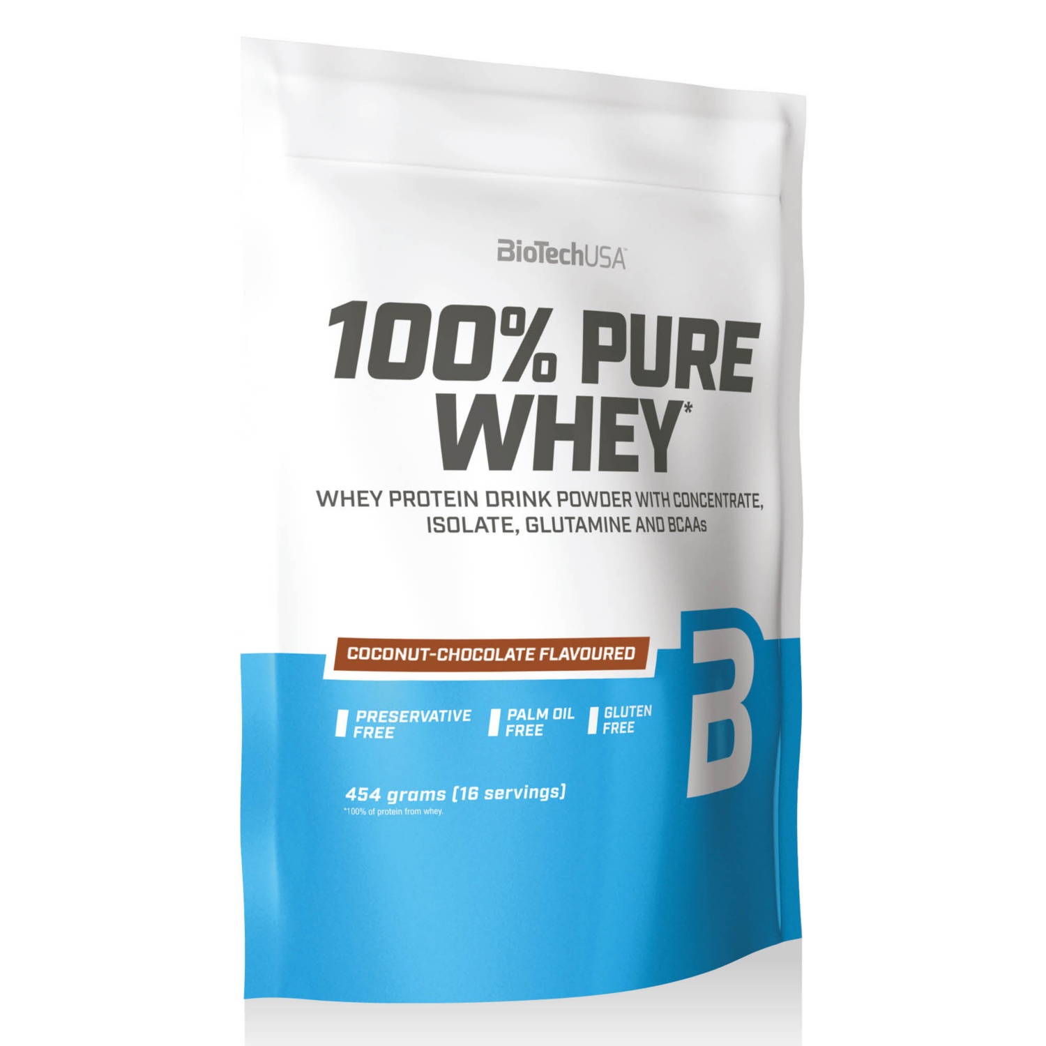 BIOTECHUSA 100 % Pure Whey fehérjepor, 454 g, csokoládé-kókusz